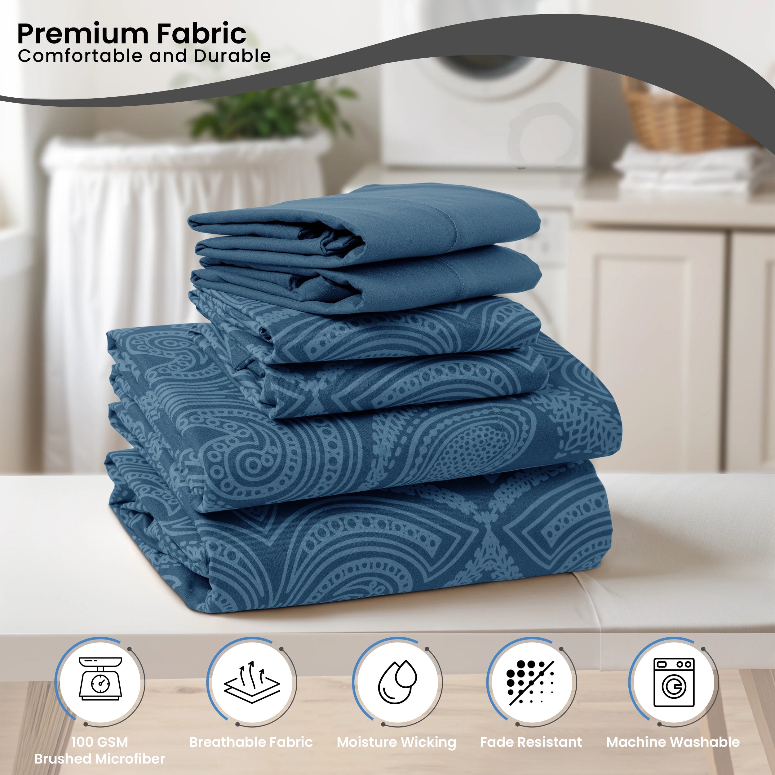 Lux Decor 6Pc Paisley Sheet Set – Luxurious Printed Bed Sheets