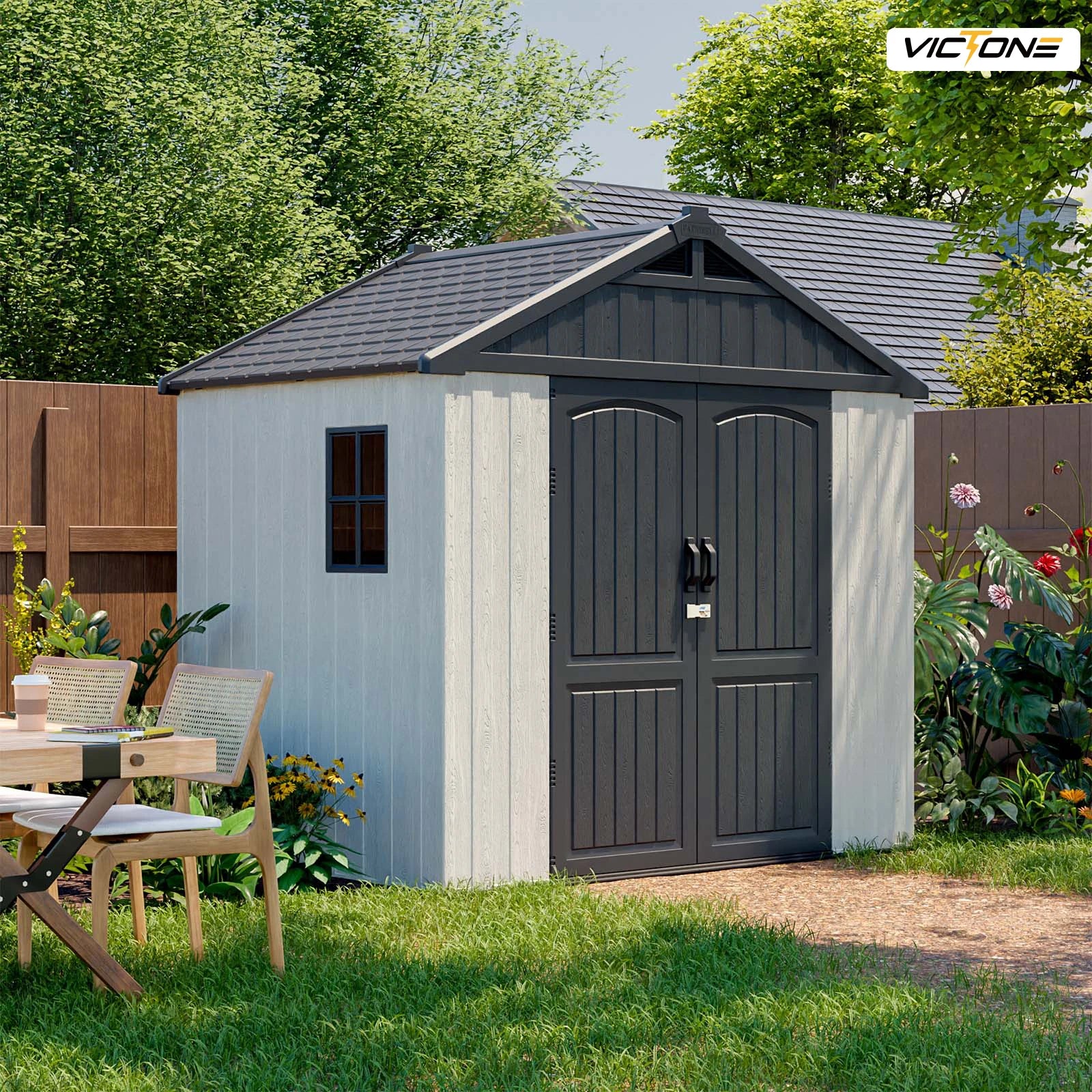 Victone 8' x 6' Plastic Outdoor Storage Shed