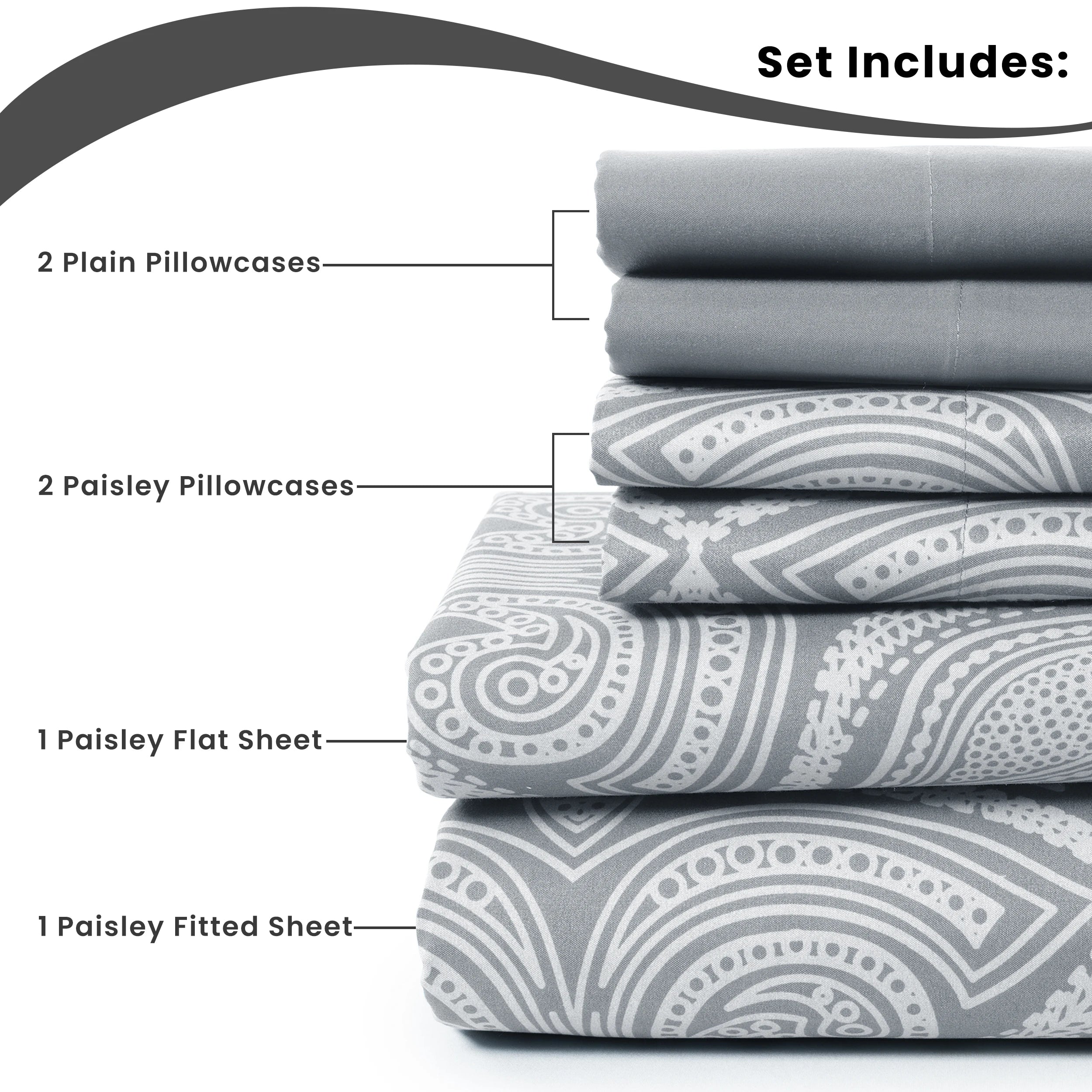 Lux Decor 6Pc Paisley Sheet Set – Luxurious Printed Bed Sheets