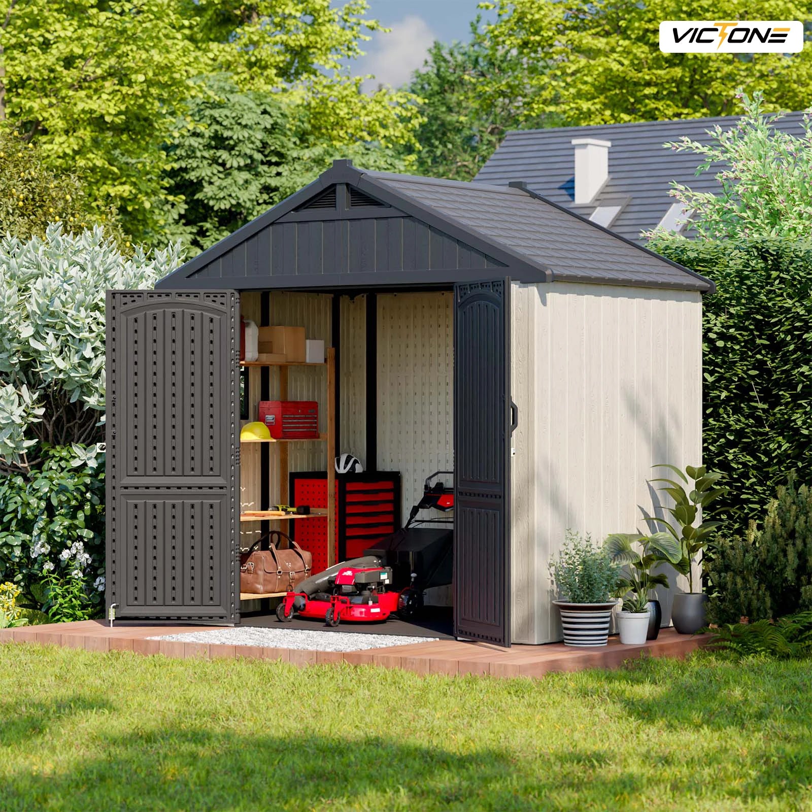 Victone 8' x 6' Plastic Outdoor Storage Shed