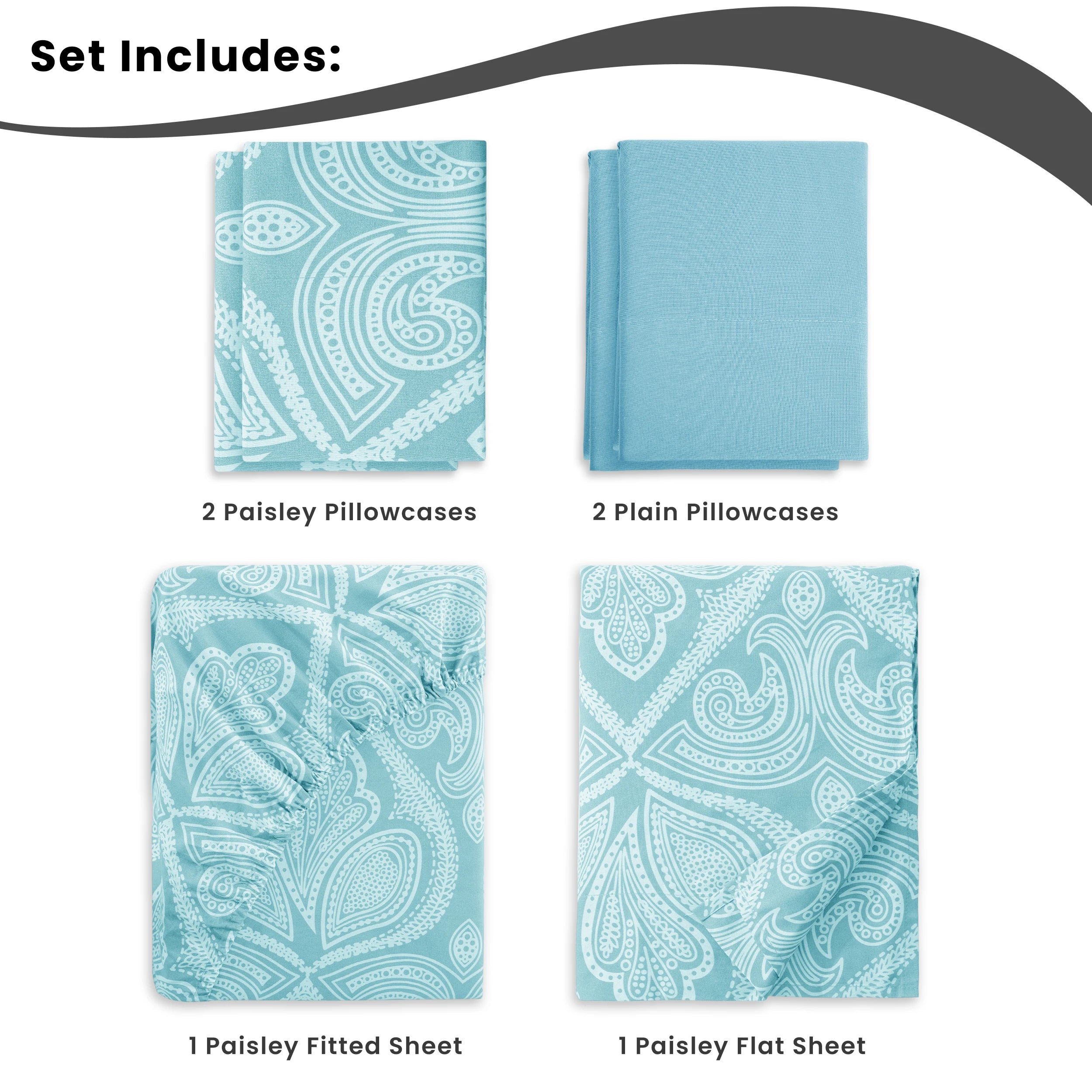 Lux Decor 6Pc Paisley Sheet Set – Luxurious Printed Bed Sheets