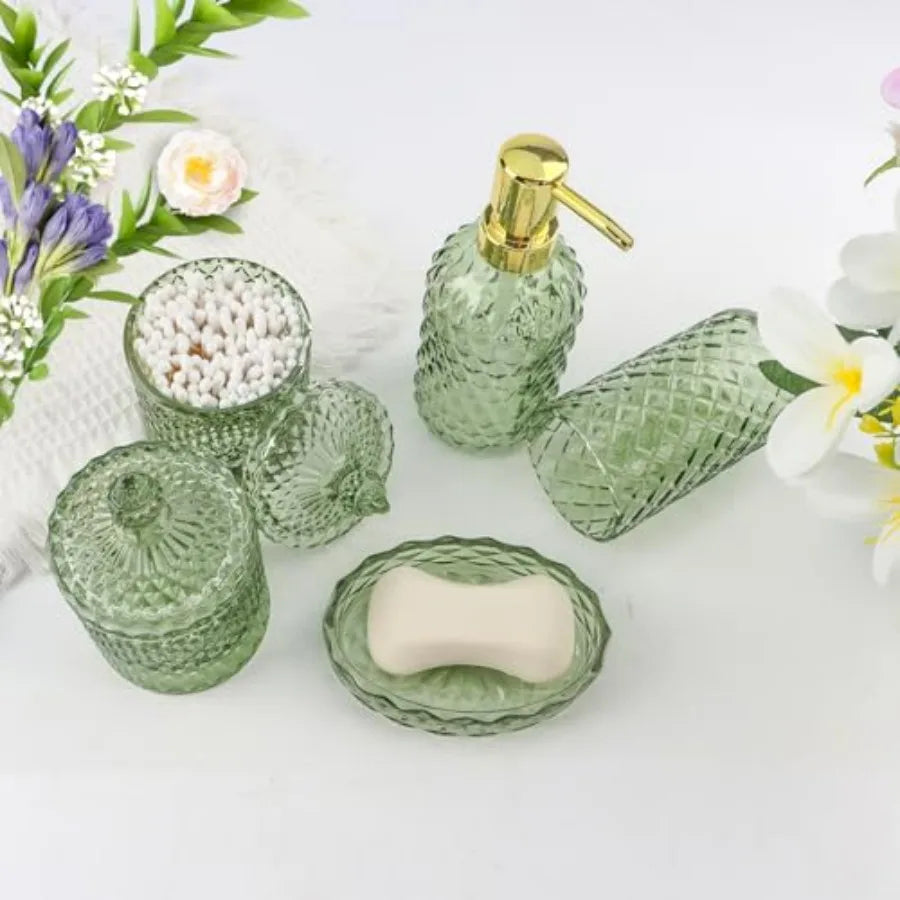 5Pcs Glass Bathroom Accessories Set