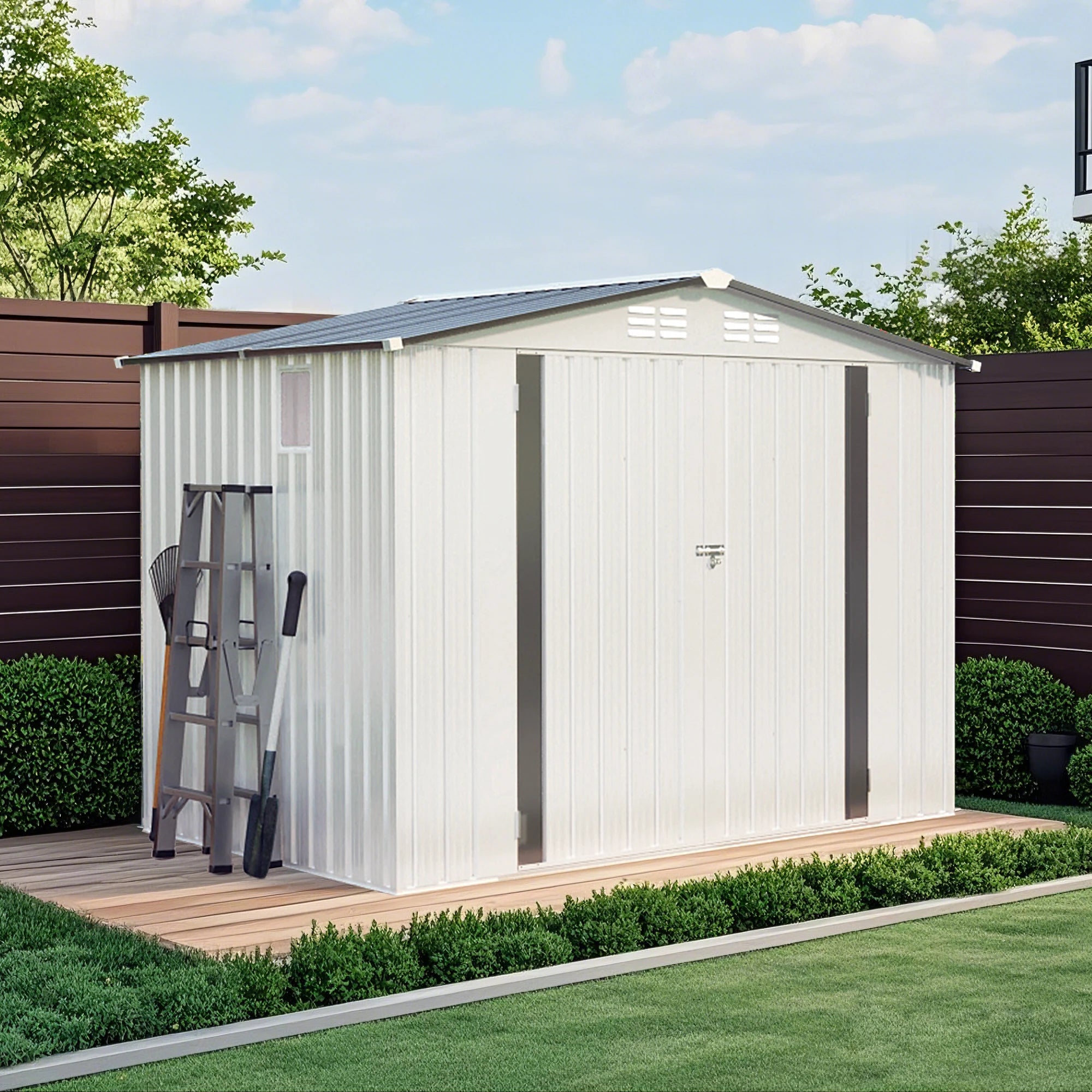 Metal Outdoor Storage Shed with Pitched Roof