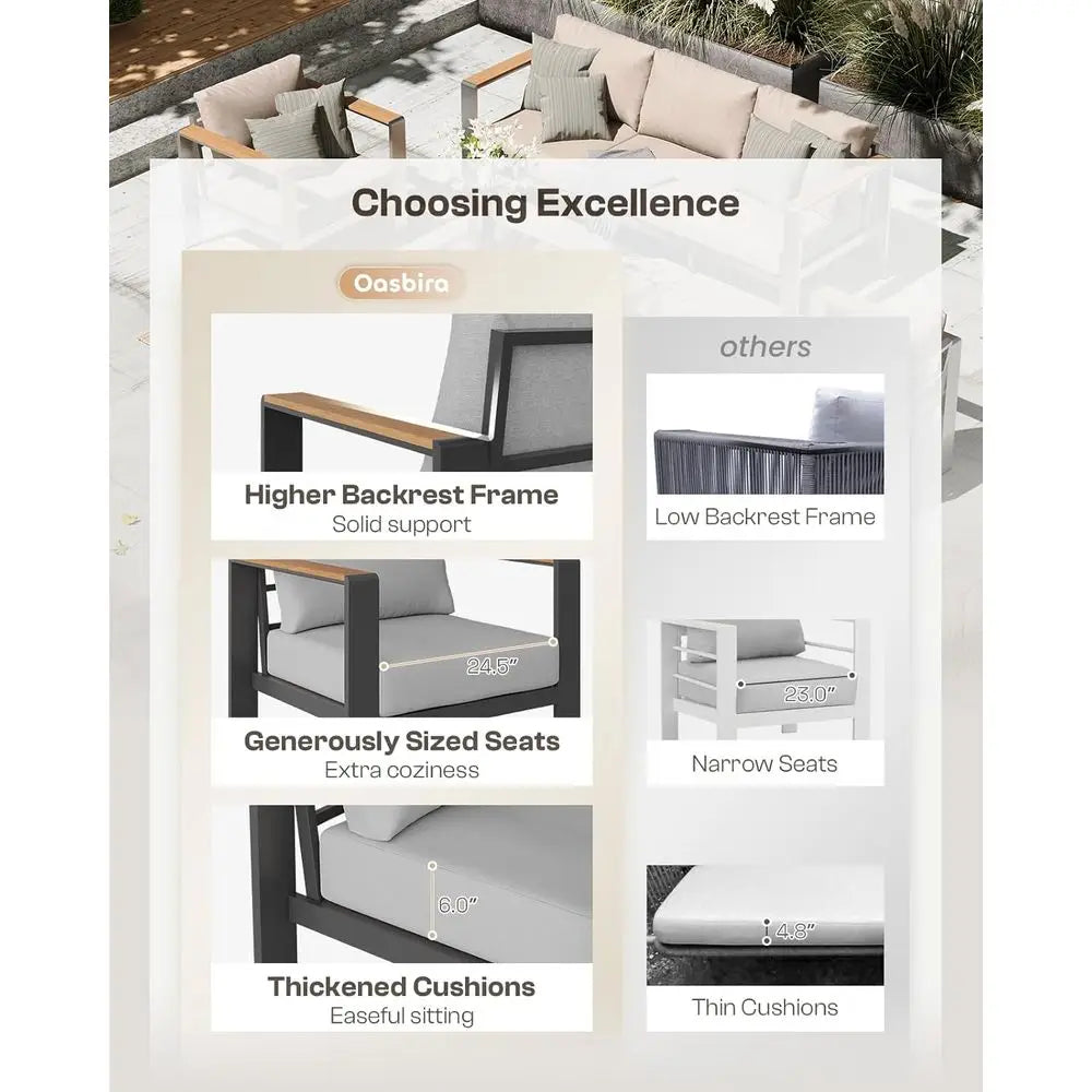 Gray 4-Piece Outdoor Patio Furniture Set with Cushions