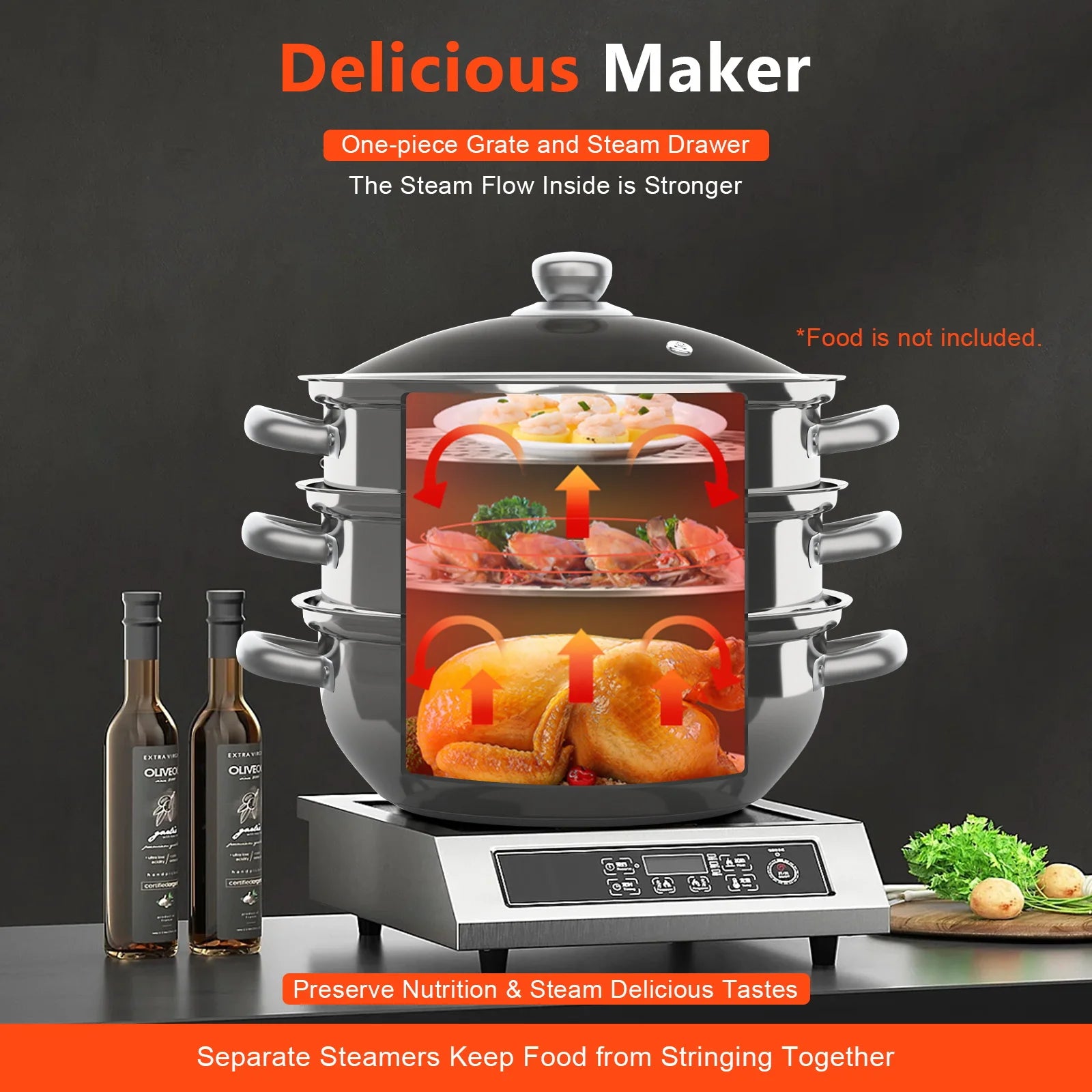 28CM Multi-Function 3 Tier Cook Food Veg Pot