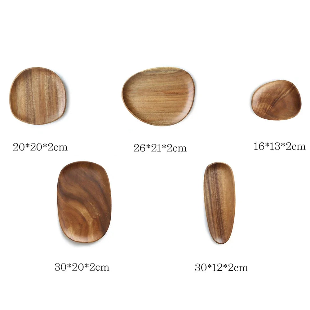 Walnut & Acacia Irregular Oval Solid Wooden dish