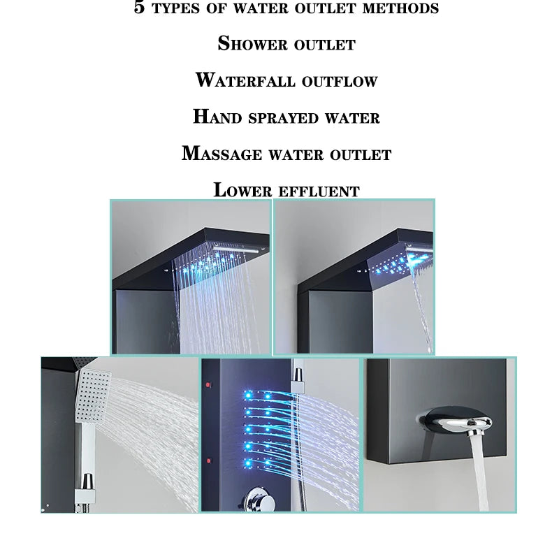 LED Shower Faucet Bathroom Rain Shower Panel