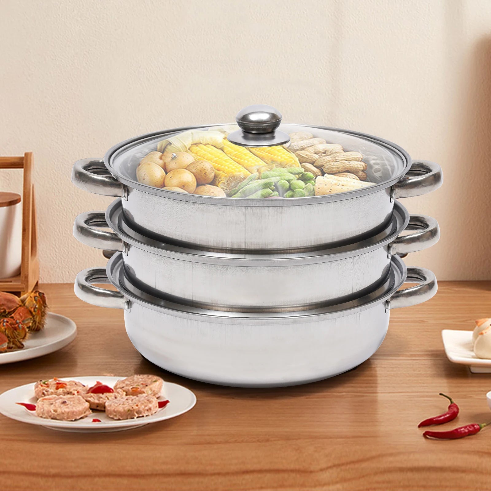 28CM Multi-Function 3 Tier Cook Food Veg Pot