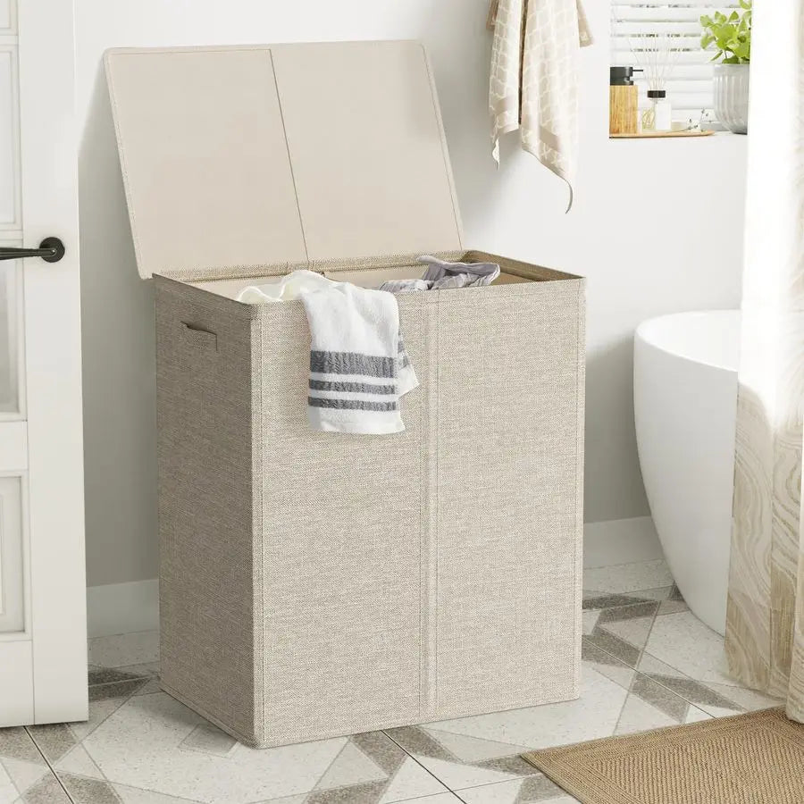 Double Laundry Hamper with Lid and Removable Laundry Bags