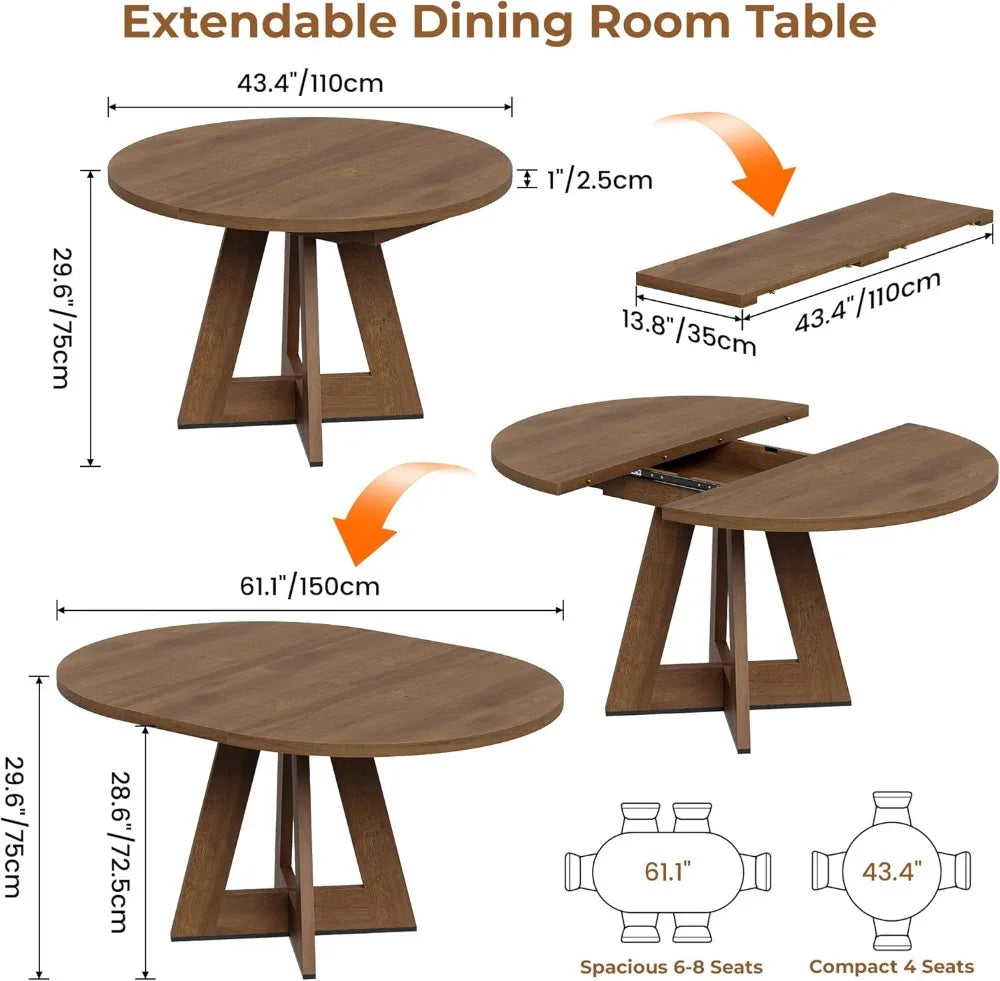 Extendable Round Dining Table