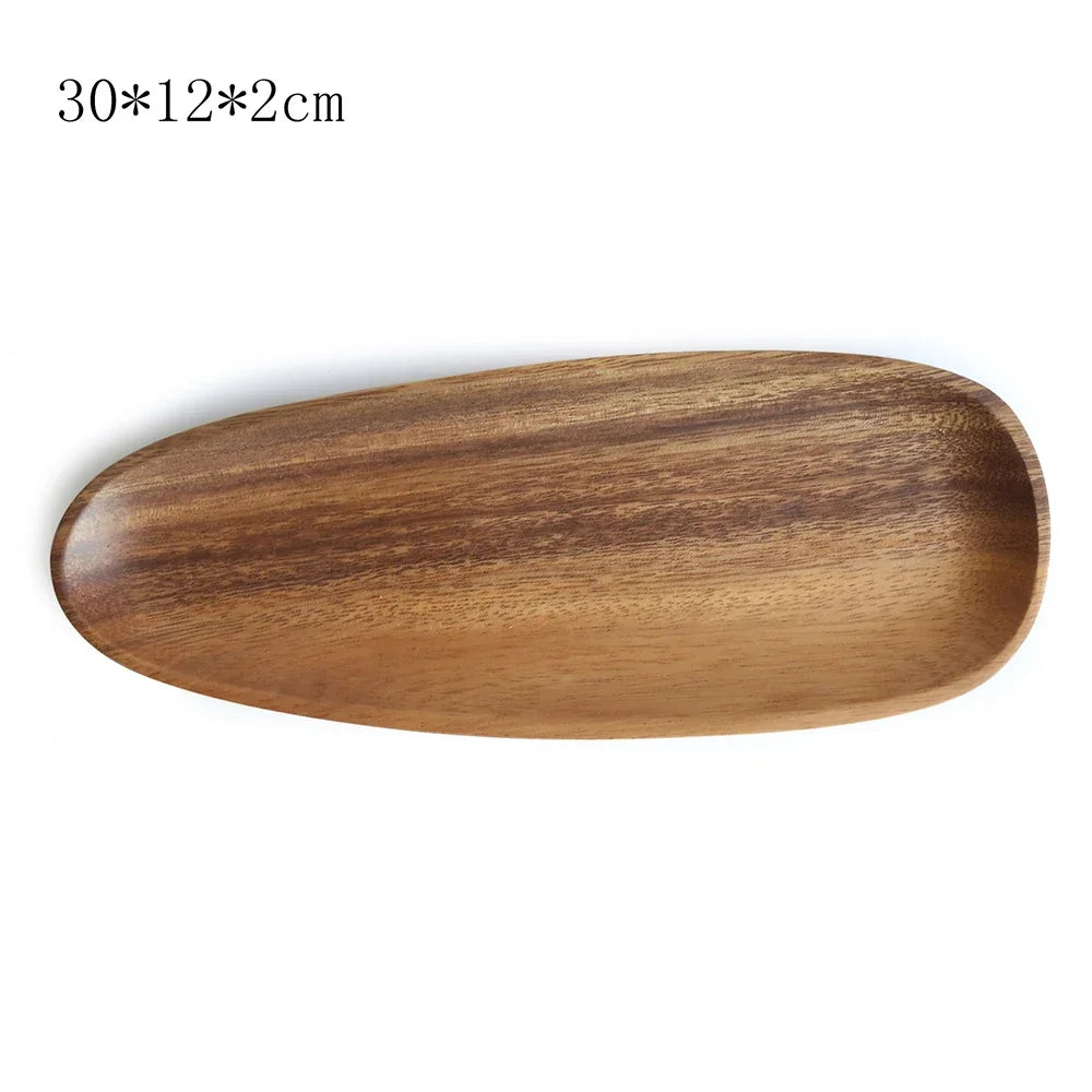 Walnut & Acacia Irregular Oval Solid Wooden dish