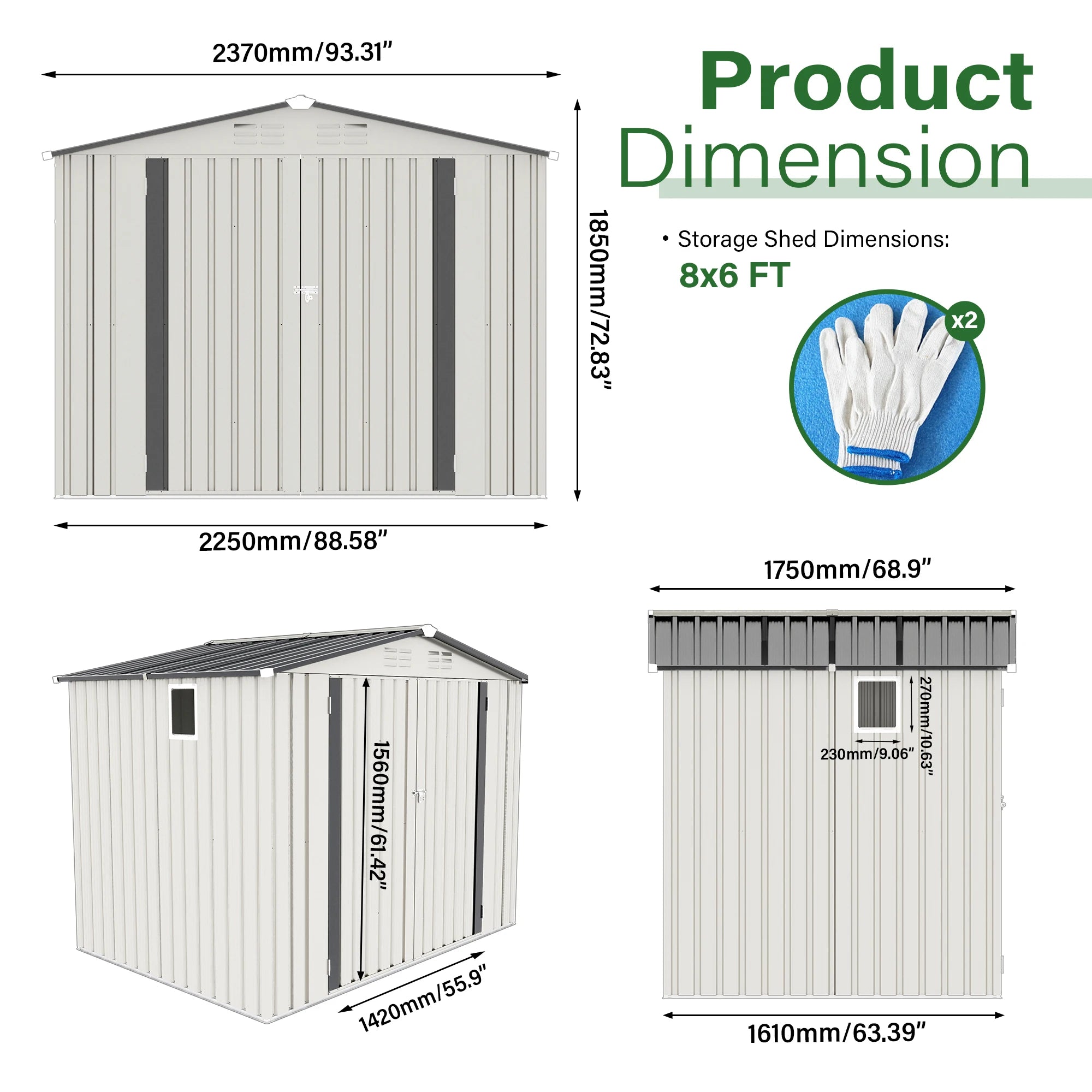 Metal Outdoor Storage Shed with Pitched Roof