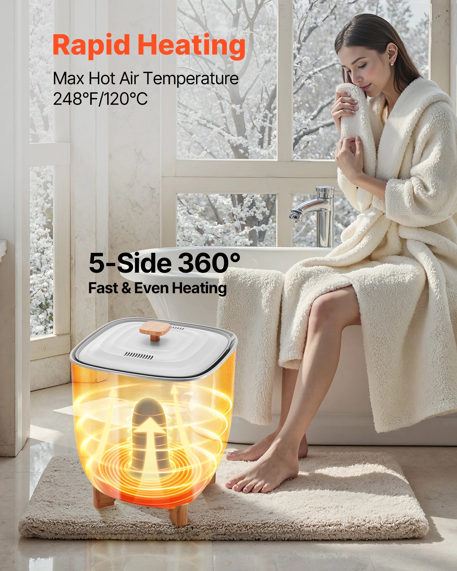 Heated Towel Warmer w/ LED Light Auto Shut off & Temperature Setting
