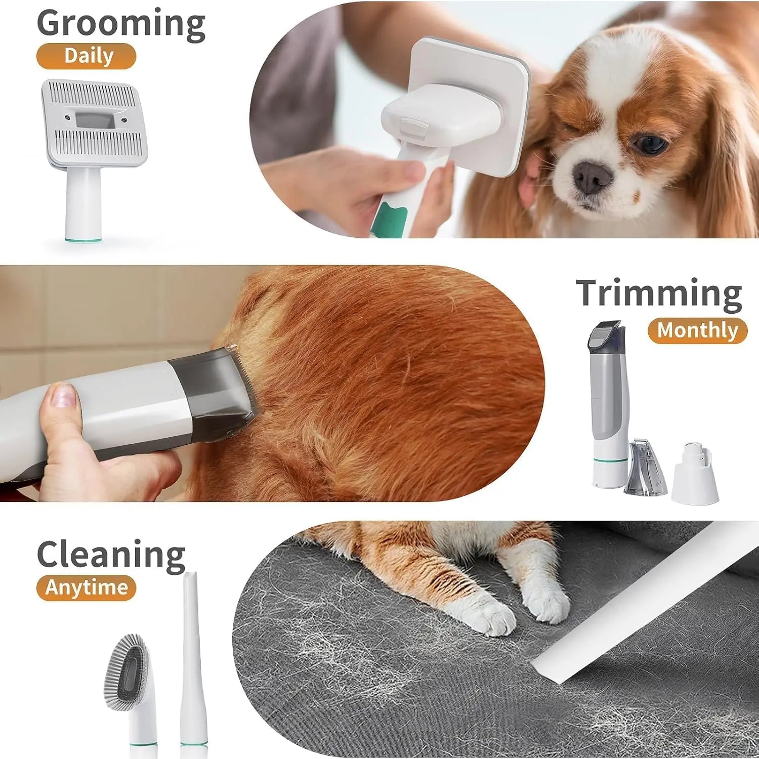 Pet Grooming Vacuum Kit with Clippers