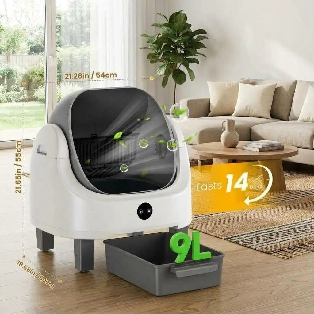 Self Cleaning Litter Box for Cats Large Open-Top Smart Automatic Litter Box with APP Control & Real-Time Monitor,Odor Control