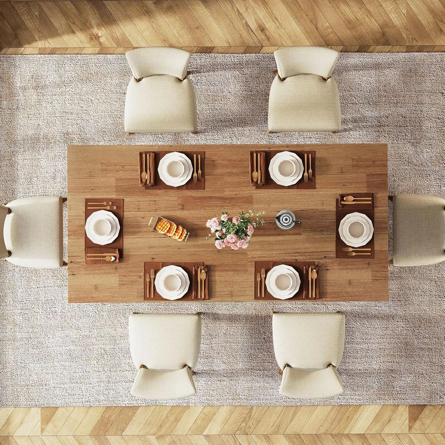 Farmhouse Kitchen Table with Large Tabletop