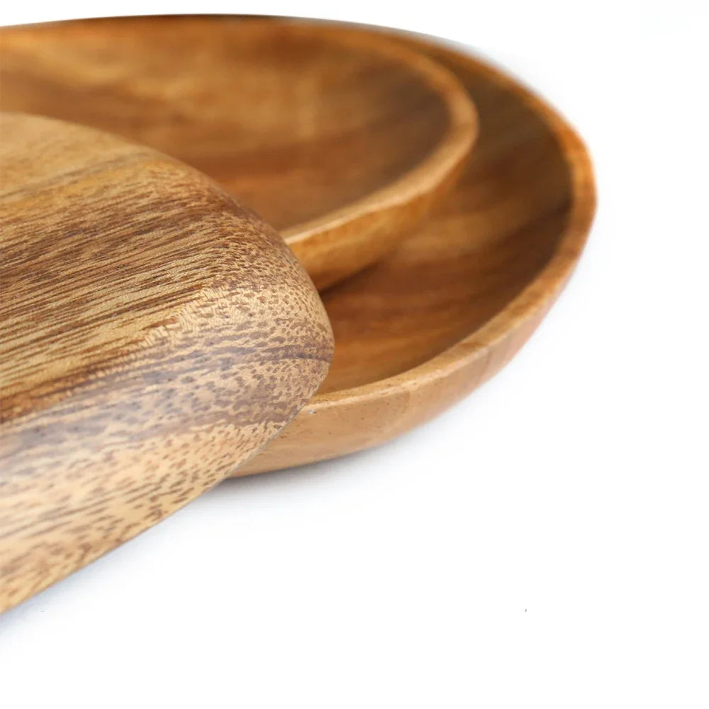 Walnut & Acacia Irregular Oval Solid Wooden dish