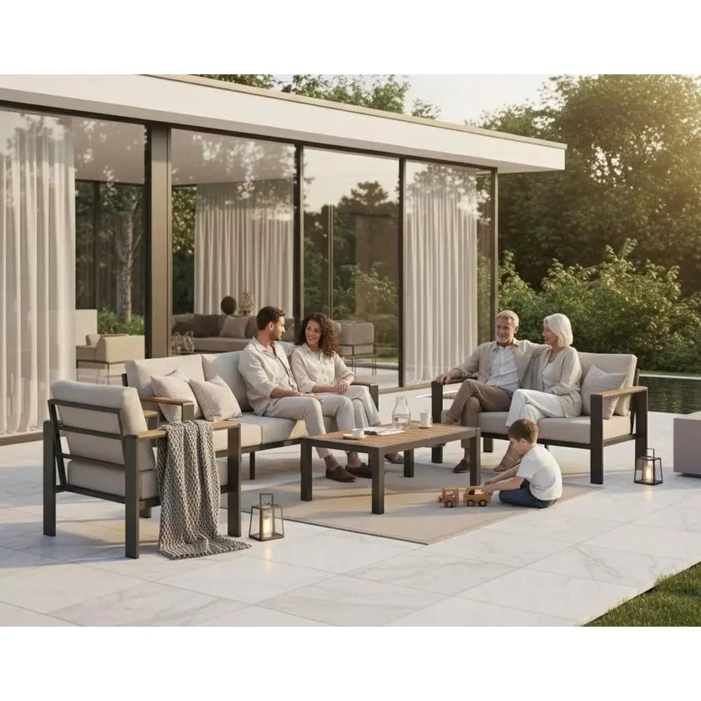 Gray 4-Piece Outdoor Patio Furniture Set with Cushions