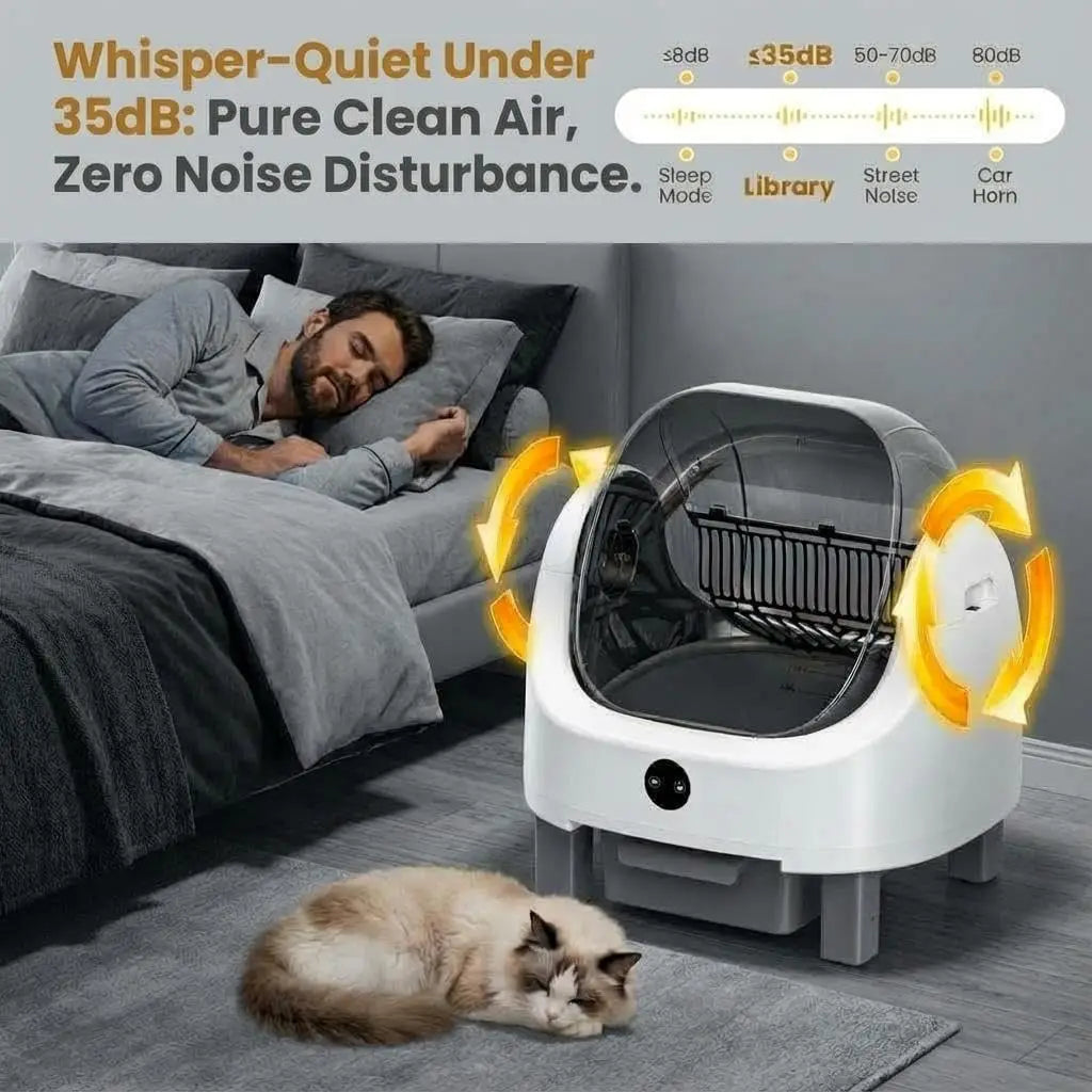 Self Cleaning Litter Box for Cats Large Open-Top Smart Automatic Litter Box with APP Control & Real-Time Monitor,Odor Control