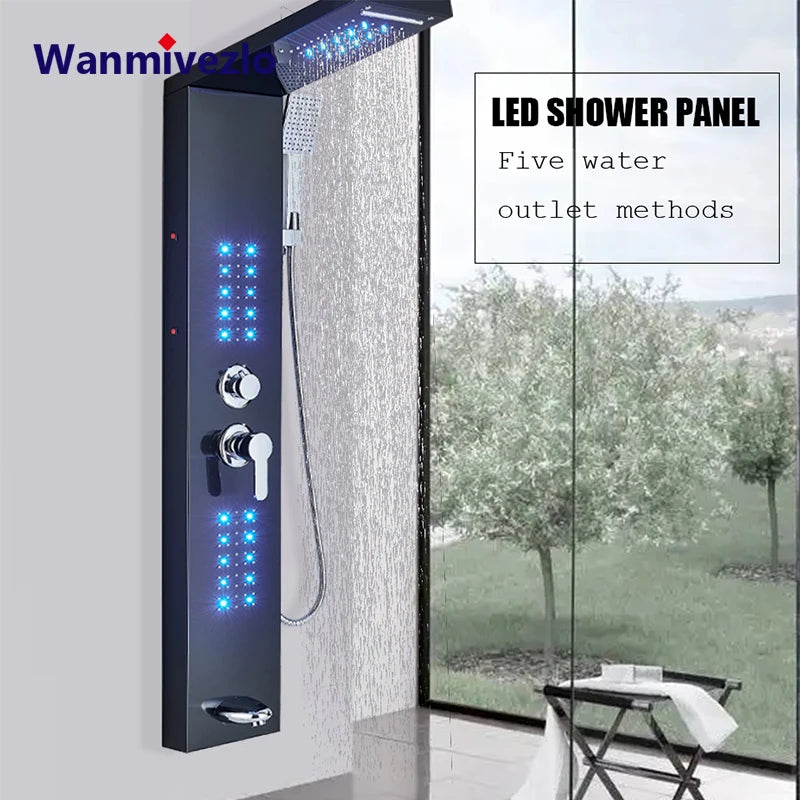 LED Shower Faucet Bathroom Rain Shower Panel