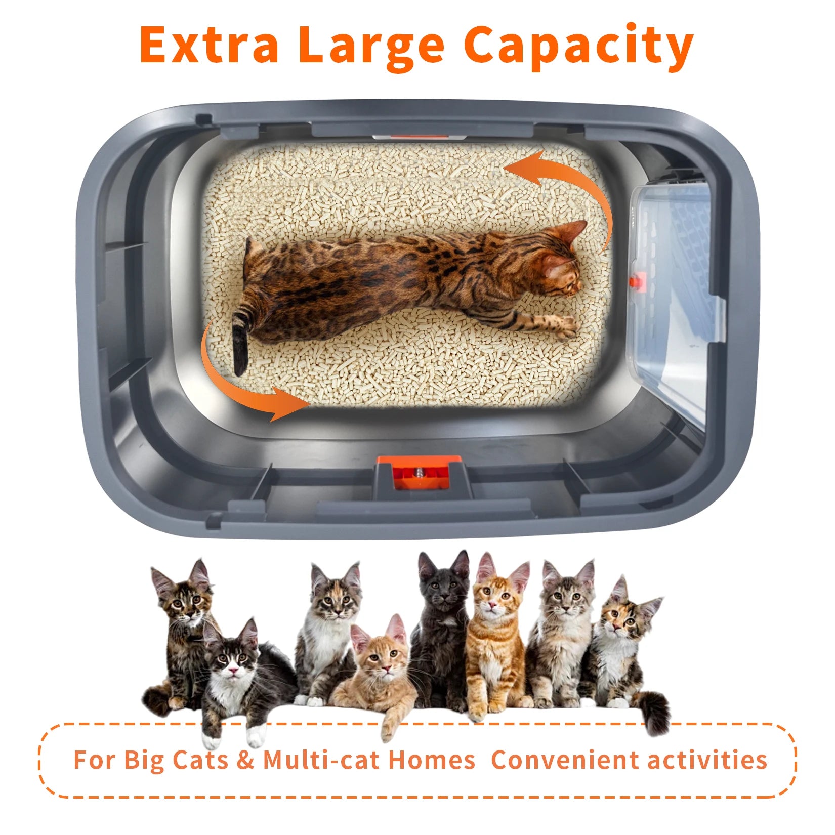 Extra Large Stainless Steel Cat Litter Box with Scoop