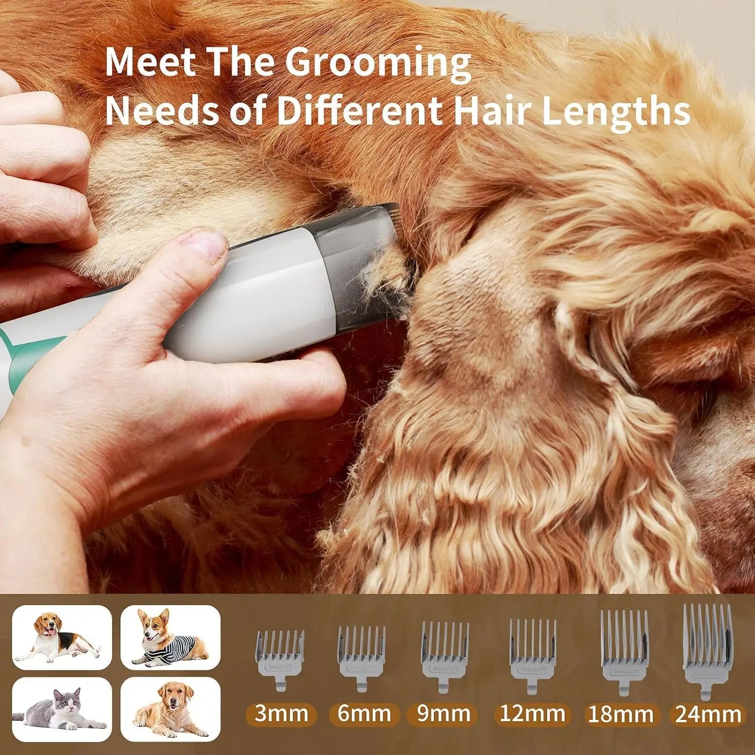 Pet Grooming Vacuum Kit with Clippers