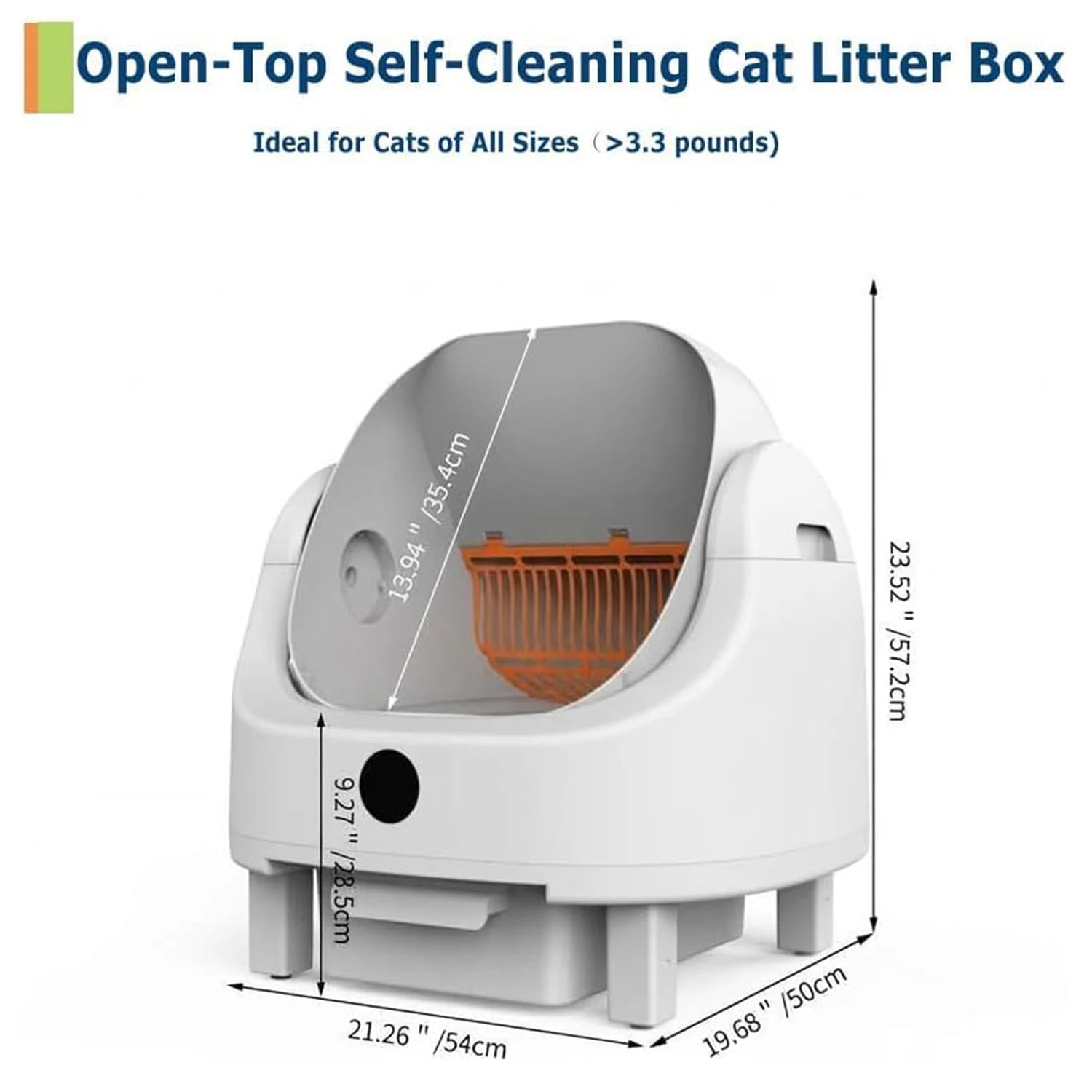 Self Cleaning Litter Box for Cats Large Open-Top Smart Automatic Litter Box with APP Control & Real-Time Monitor,Odor Control