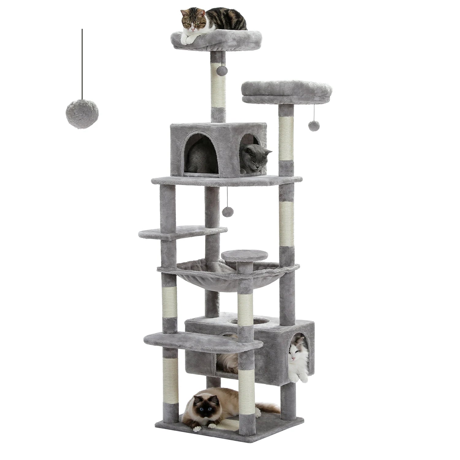 Large Cat Tree and Tower for Indoor Cats With Sisal-Covered Scratching Post