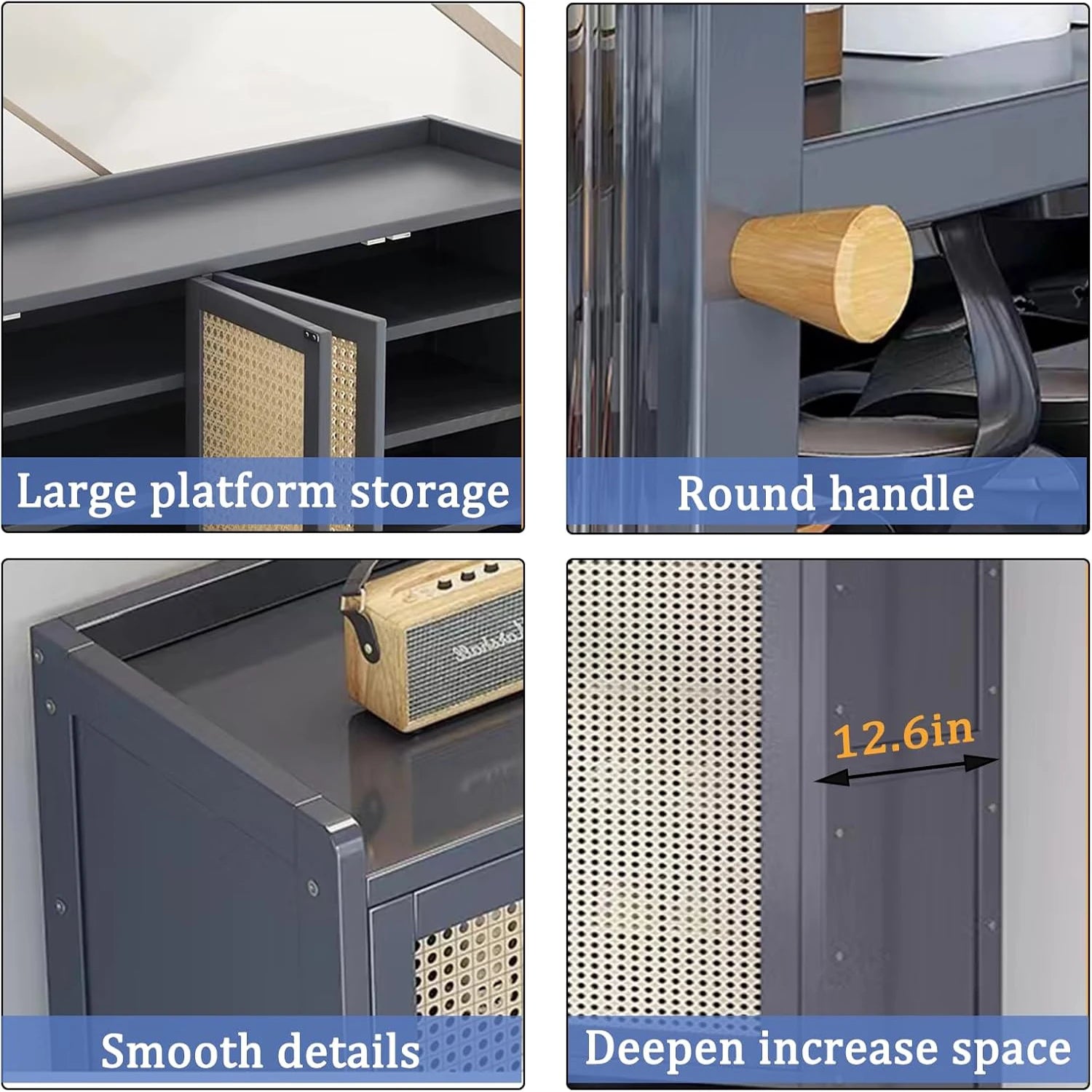 8 Tier Bamboo Shoe Storage Cabinet with Doors