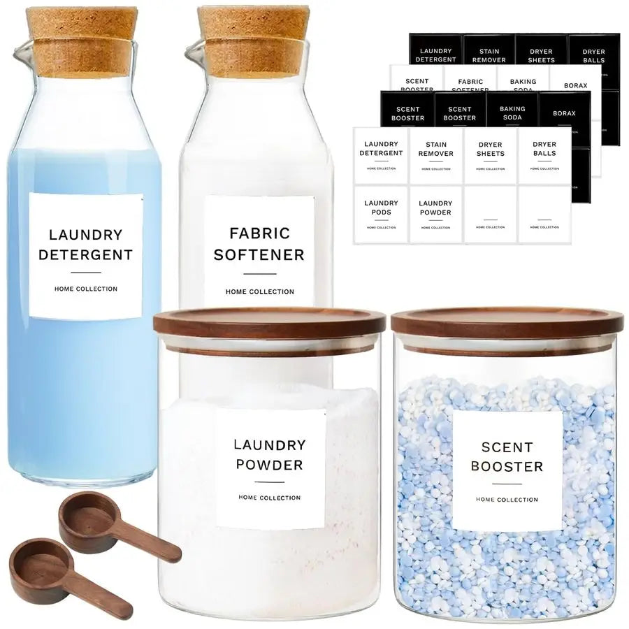 Glass Laundry Storage Containers Set