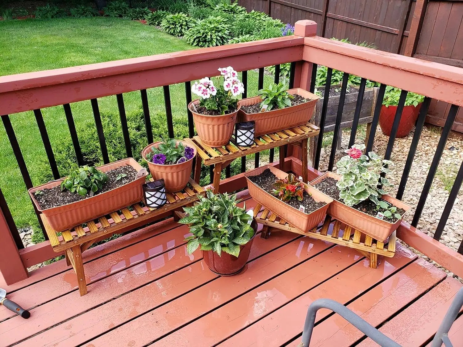 3 Tier Wood Ladder Shelf Corner Plant Stand