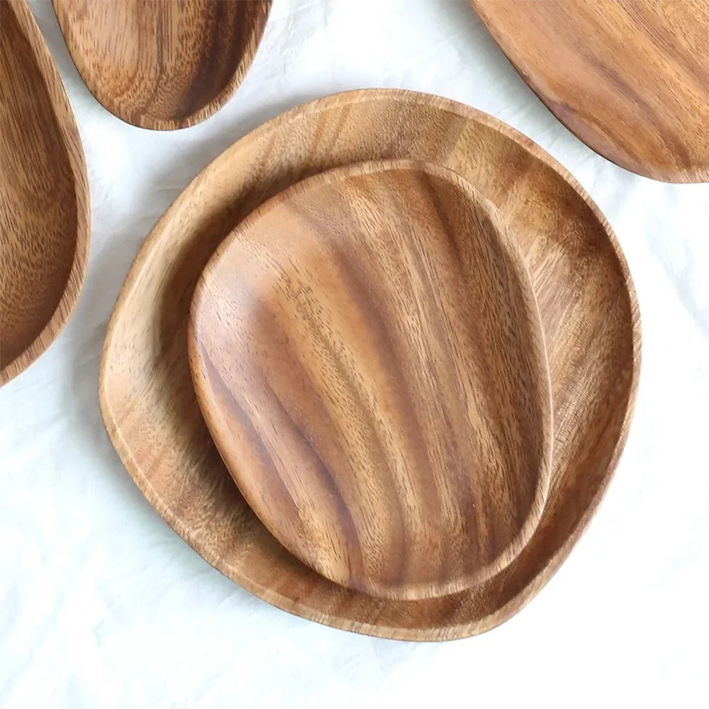 Walnut & Acacia Irregular Oval Solid Wooden dish