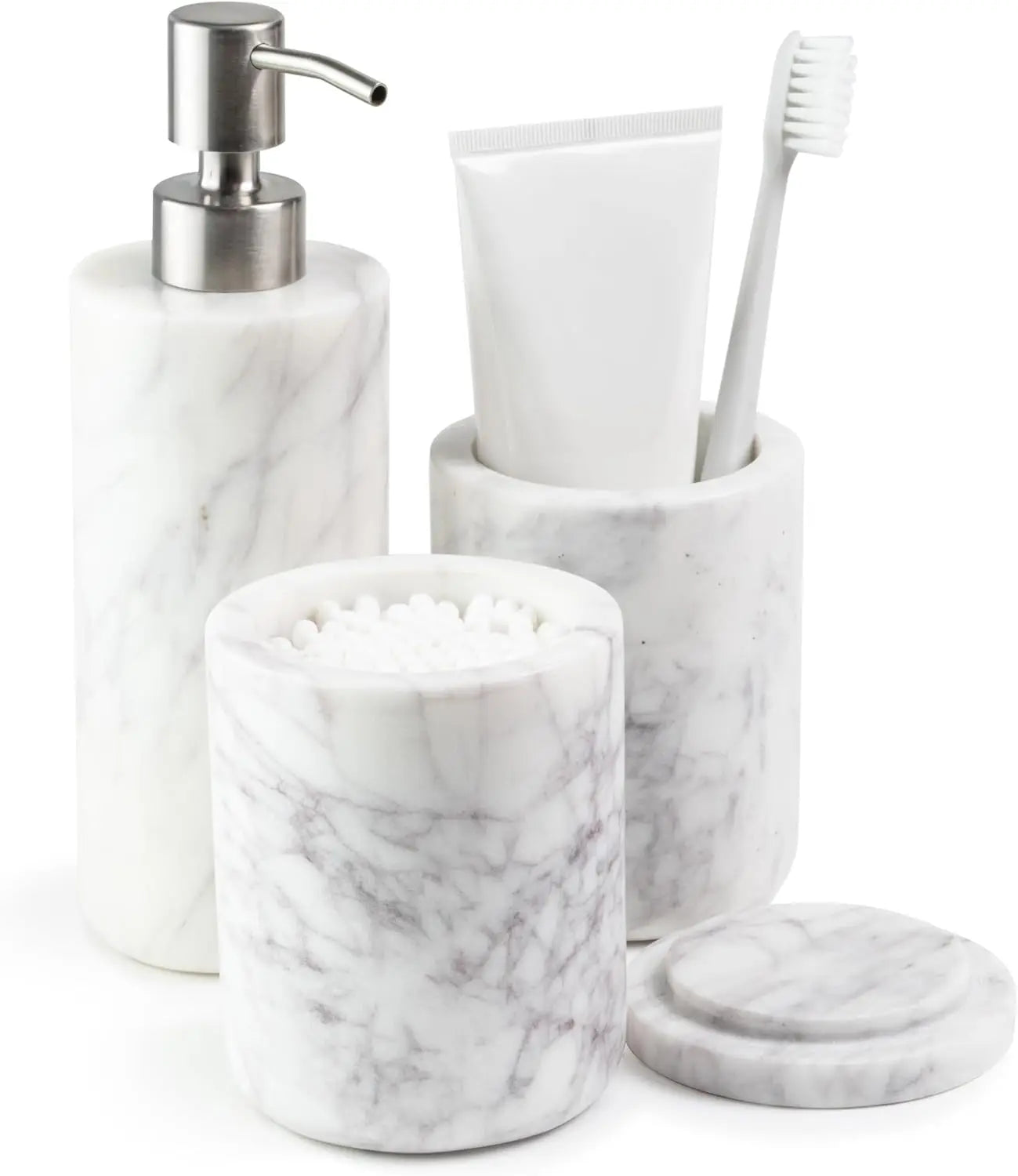 White Marble Bathroom Accessories Set