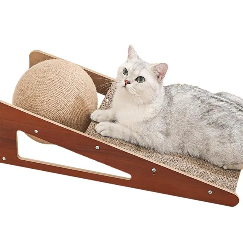 Cat Scratcher Toy With Ball, Natural Sisal