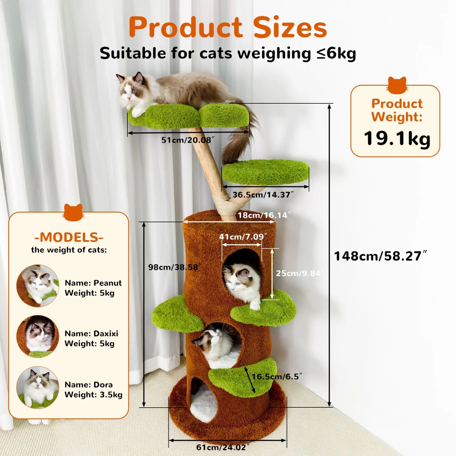 148CM Tall Indoor Cat Tree Tower