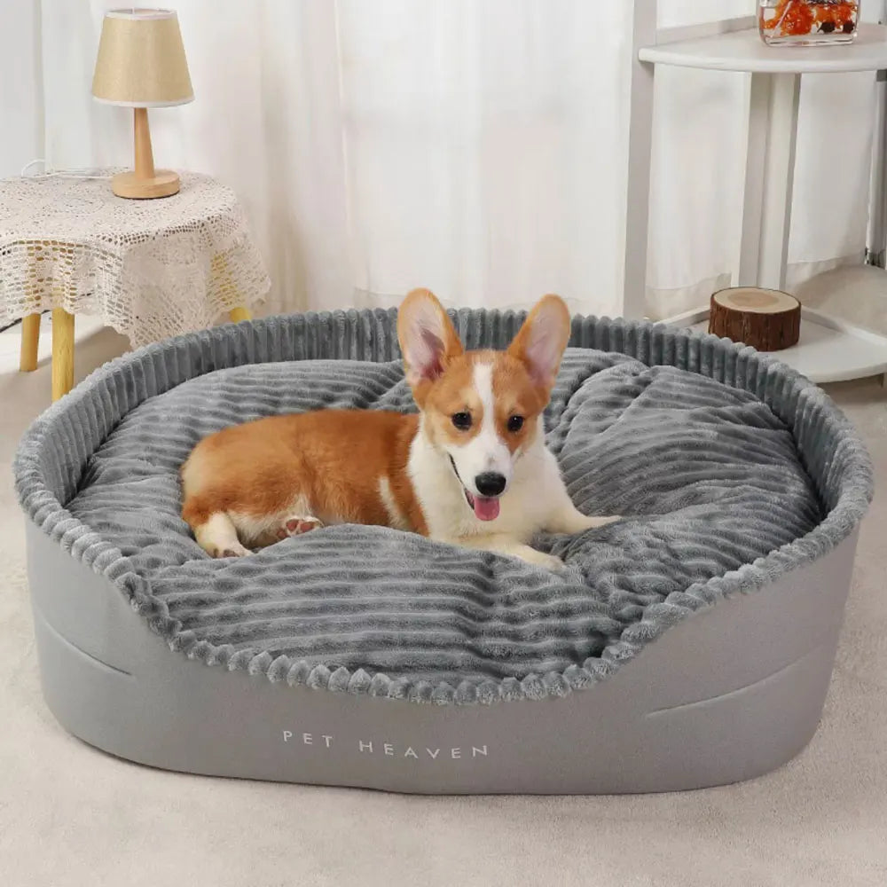 A super sized pet bed that is soft, dirt resistant, non slip, comfortable, suitable for living rooms, outdoor places
