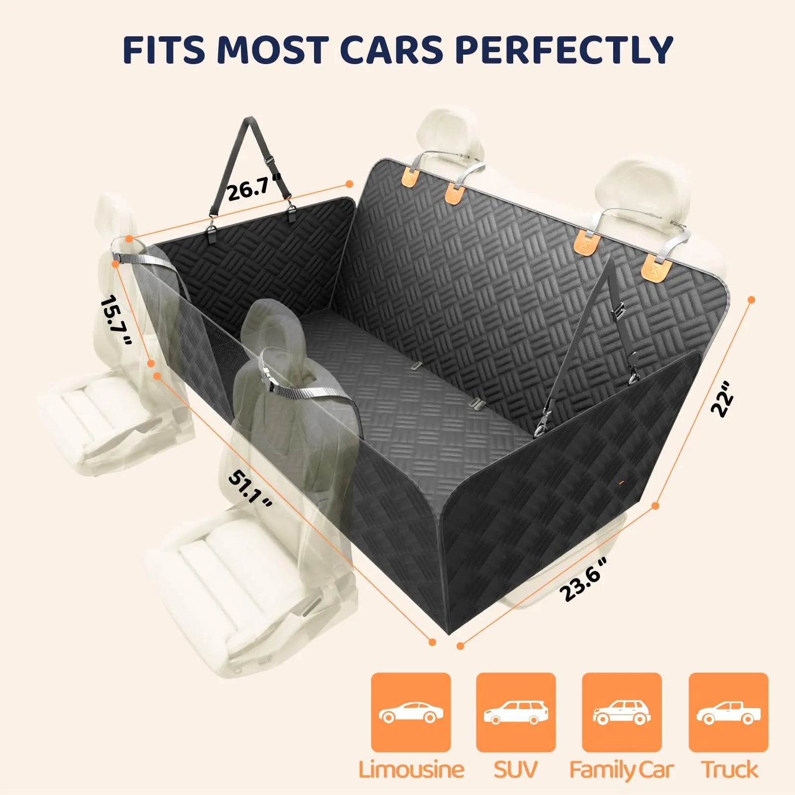 Car Rear Seat Dog Seat Cover