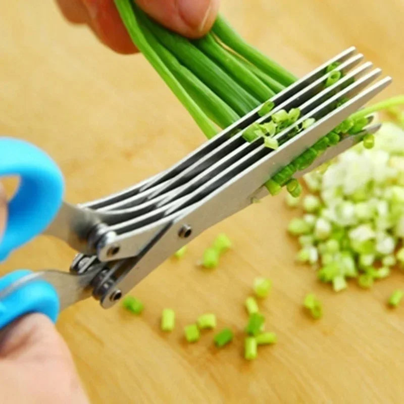 Multi-functional Stainless Steel 3/5 Layer Kitchen Scissors Scallion Cutter