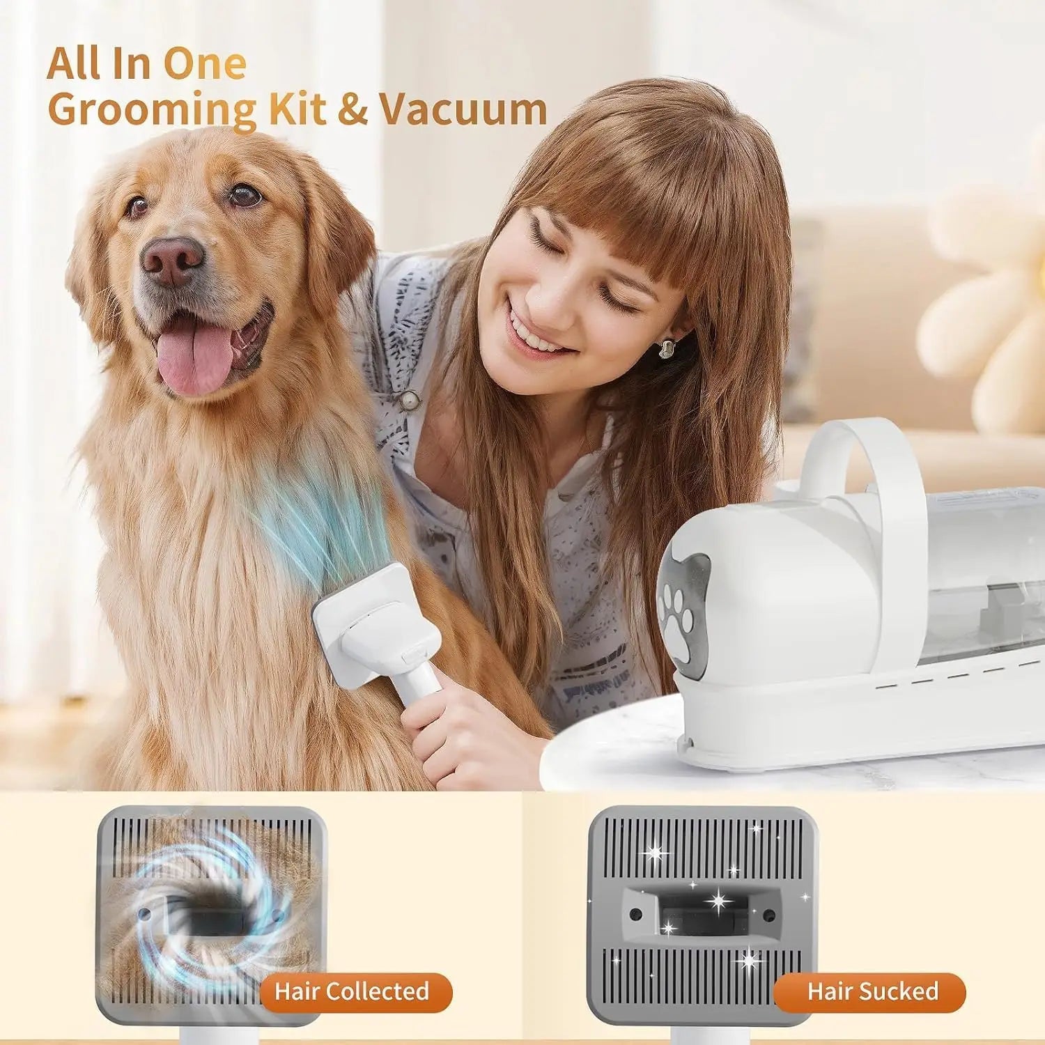 Pet Grooming Vacuum Kit with Clippers