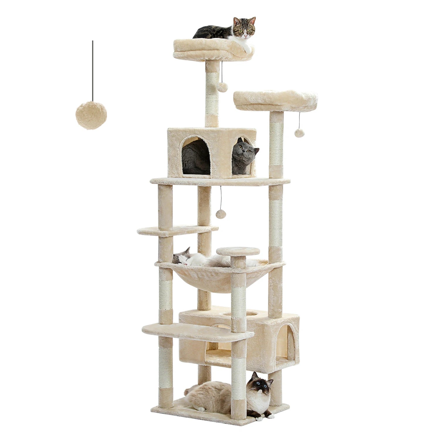 Large Cat Tree and Tower for Indoor Cats With Sisal-Covered Scratching Post