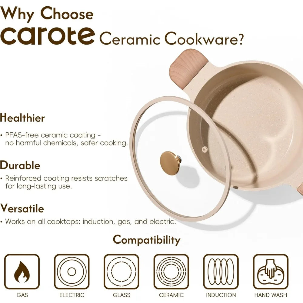 5 Qt Nonstick Ceramic Stock Pot with Lid