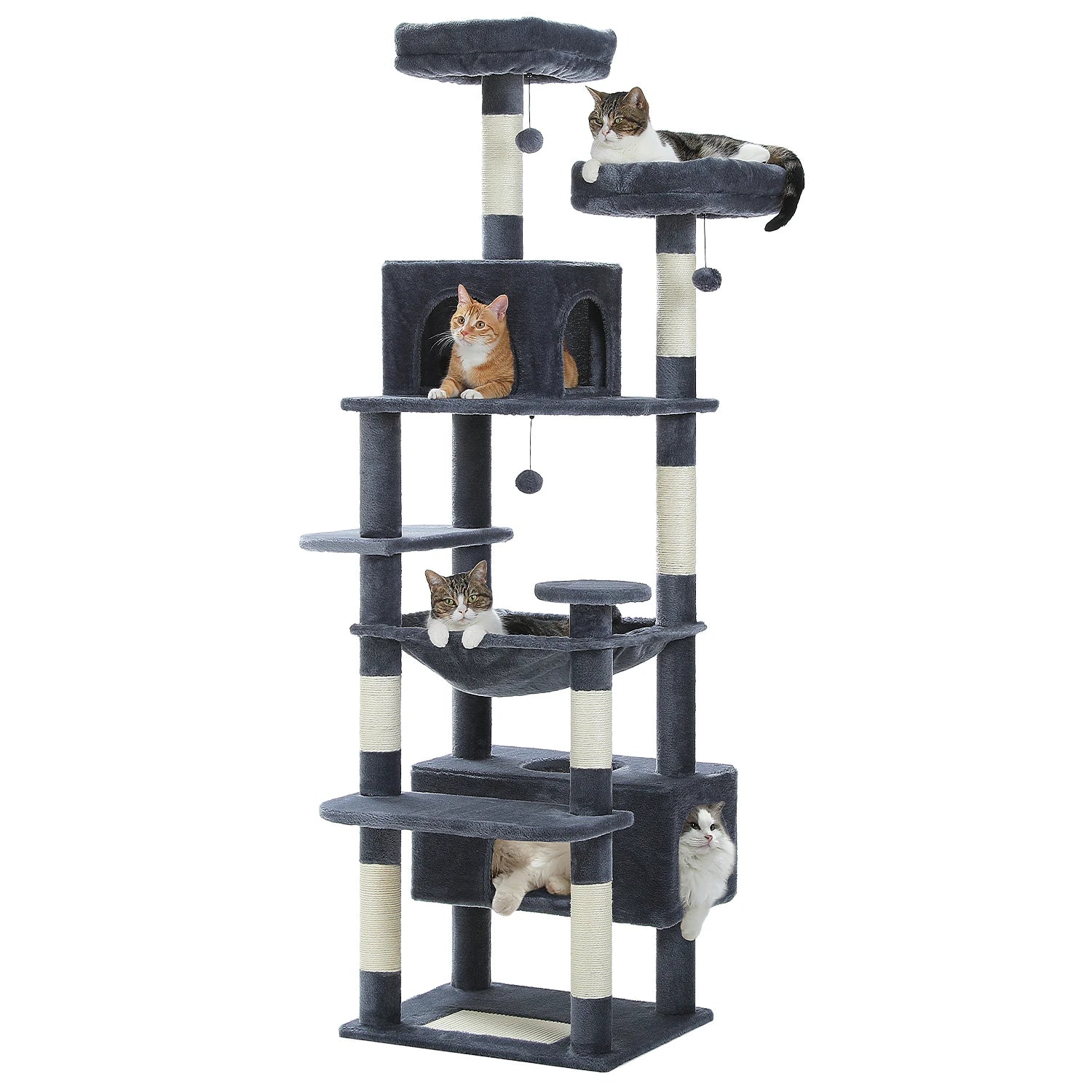 Large Cat Tree and Tower for Indoor Cats With Sisal-Covered Scratching Post