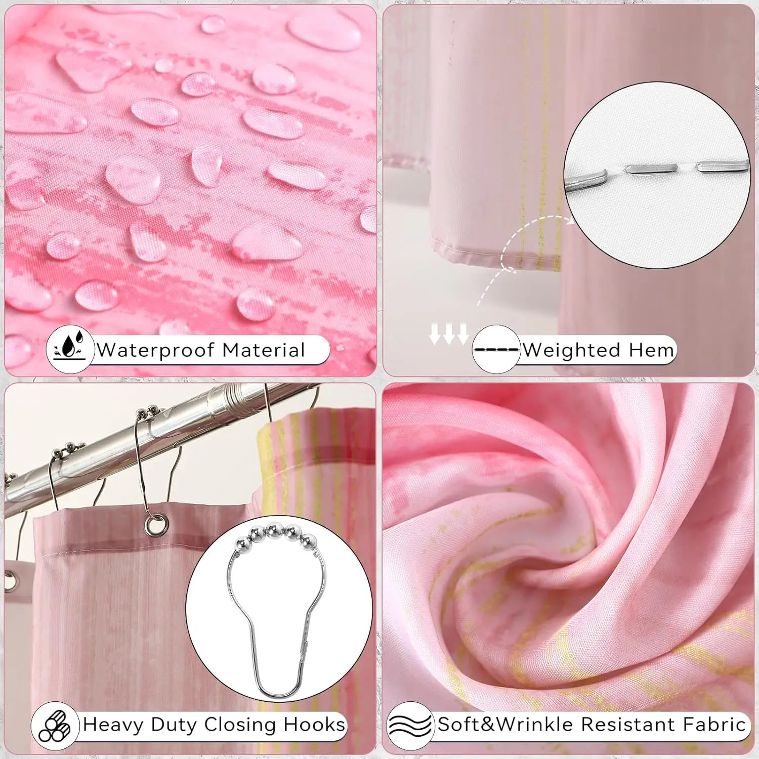 Pink and Gold Bathroom Accessories Set