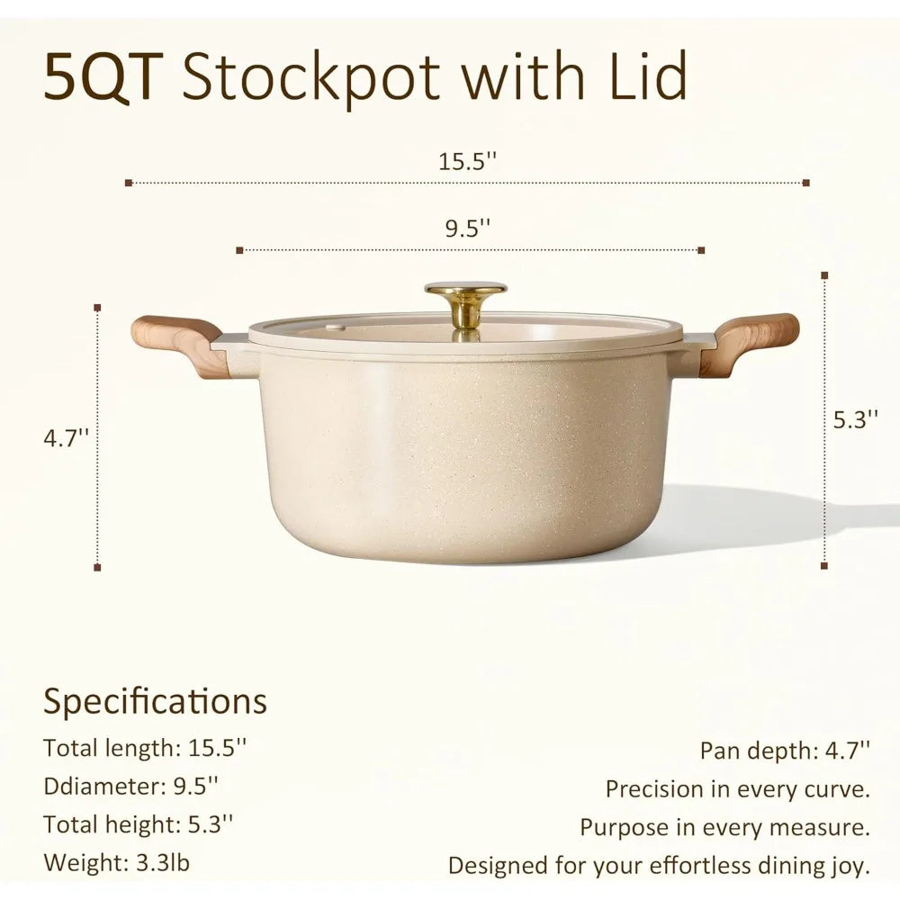 5 Qt Nonstick Ceramic Stock Pot with Lid