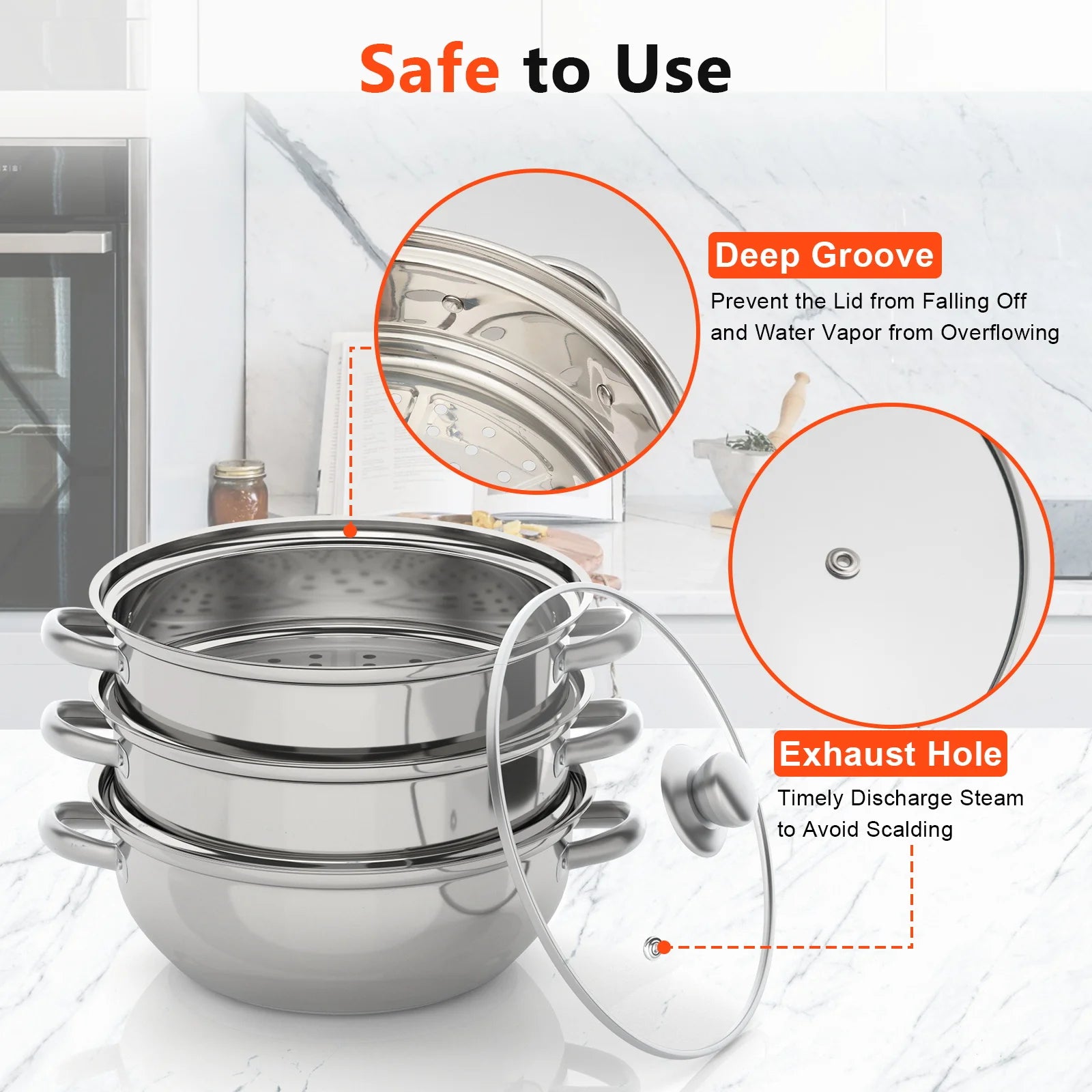 28CM Multi-Function 3 Tier Cook Food Veg Pot