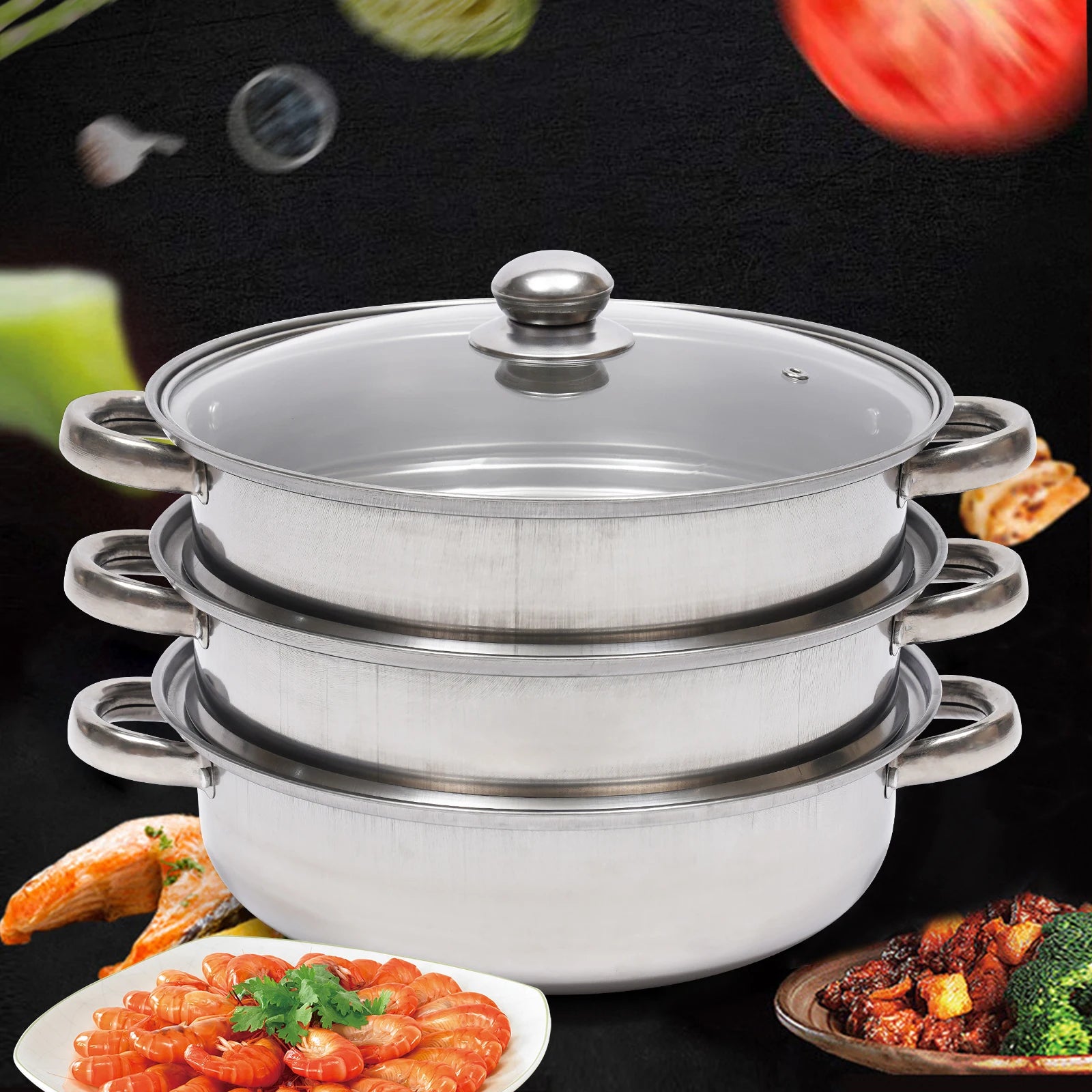 28CM Multi-Function 3 Tier Cook Food Veg Pot