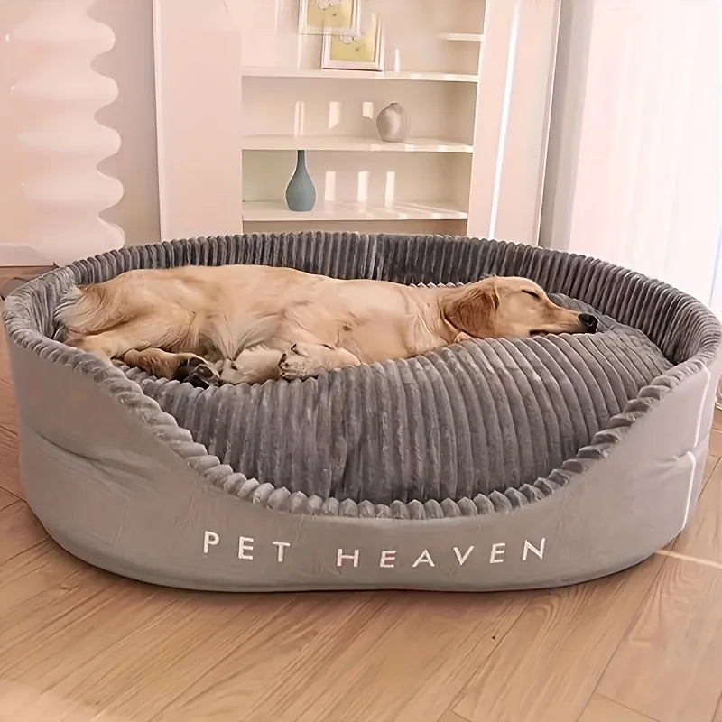A super sized pet bed that is soft, dirt resistant, non slip, comfortable, suitable for living rooms, outdoor places