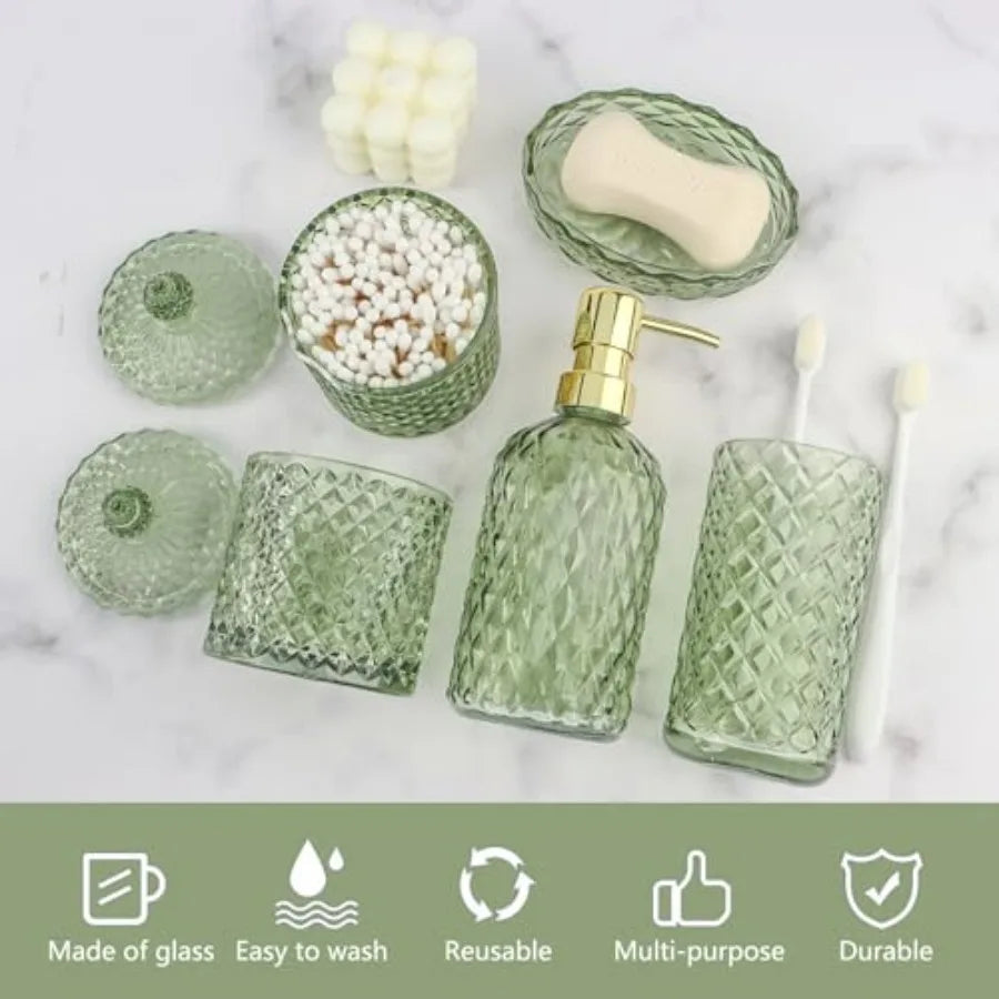 5Pcs Glass Bathroom Accessories Set
