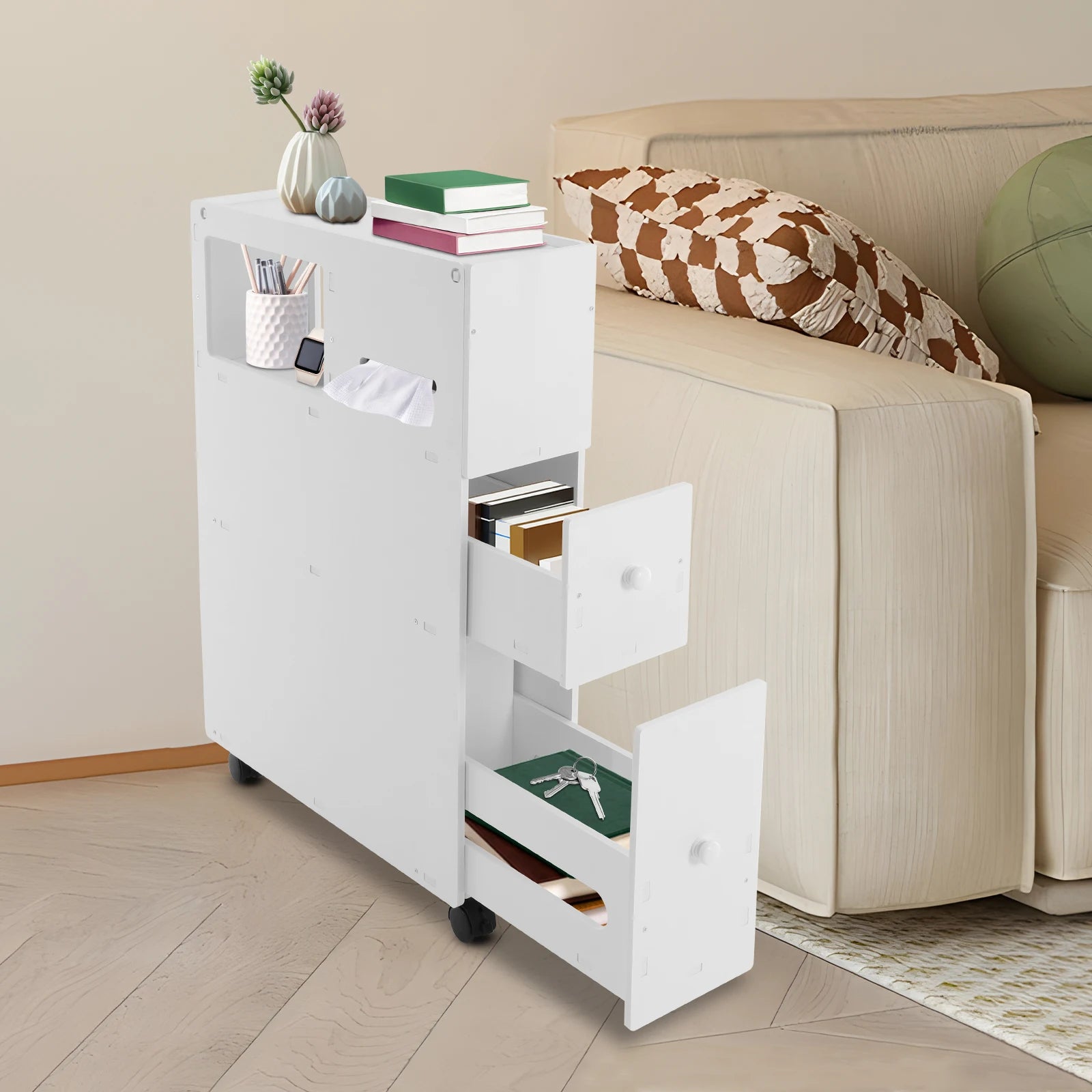 Narrow Floor Storage Cabinet 50kg Load-bearing Capacity
