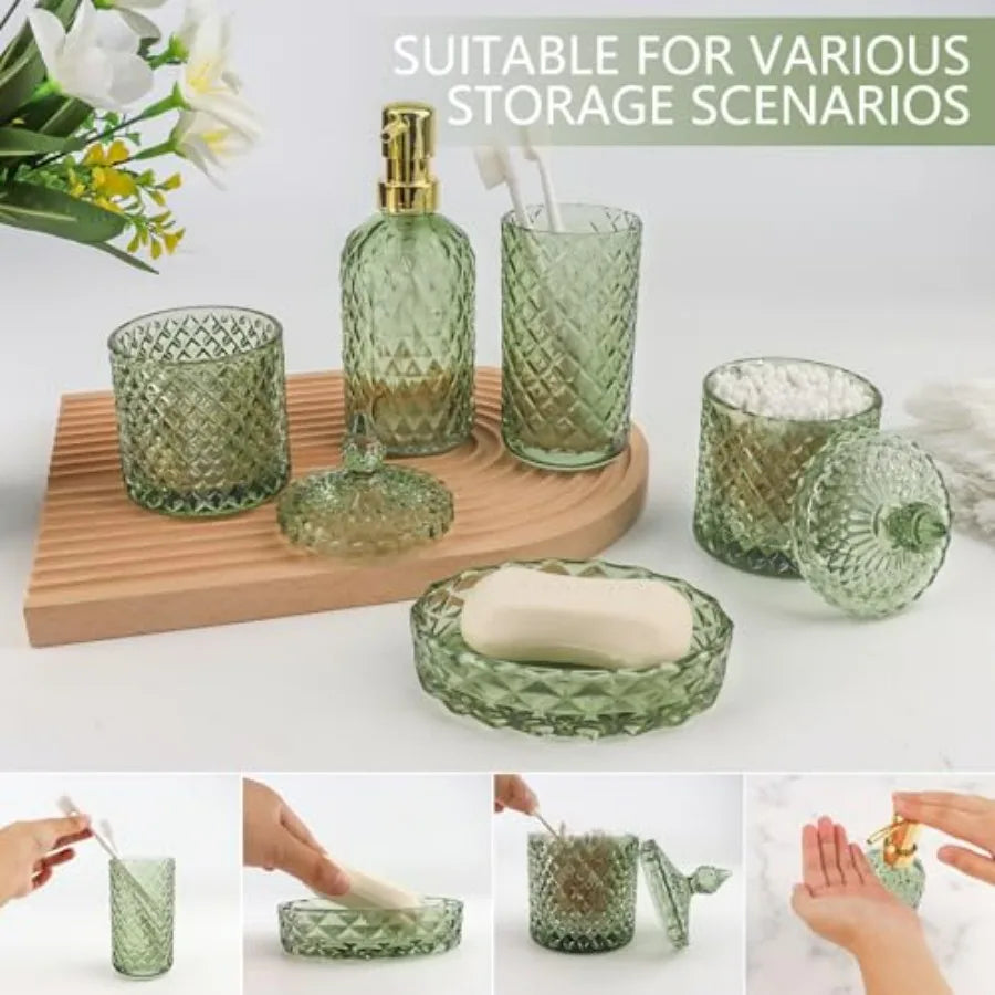 5Pcs Glass Bathroom Accessories Set